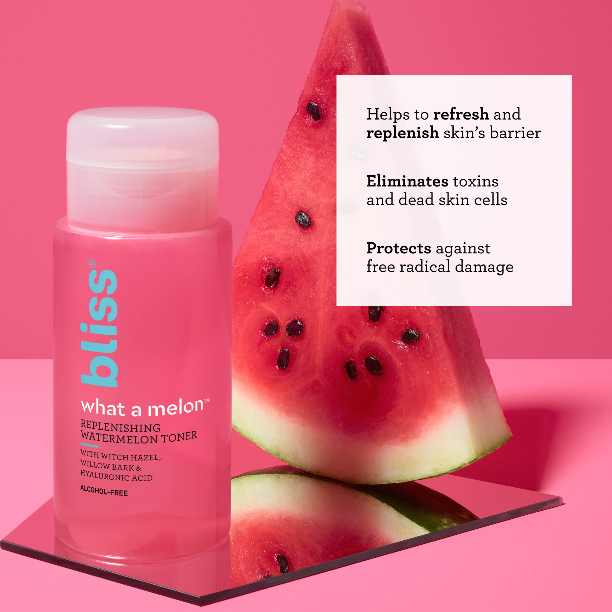 Bliss What A Melon Replenishing Watermelon Toner - 7 Fl Oz - Witch Hazel & Willow Bark - Replenishes, Refreshes And Energizes Ti
