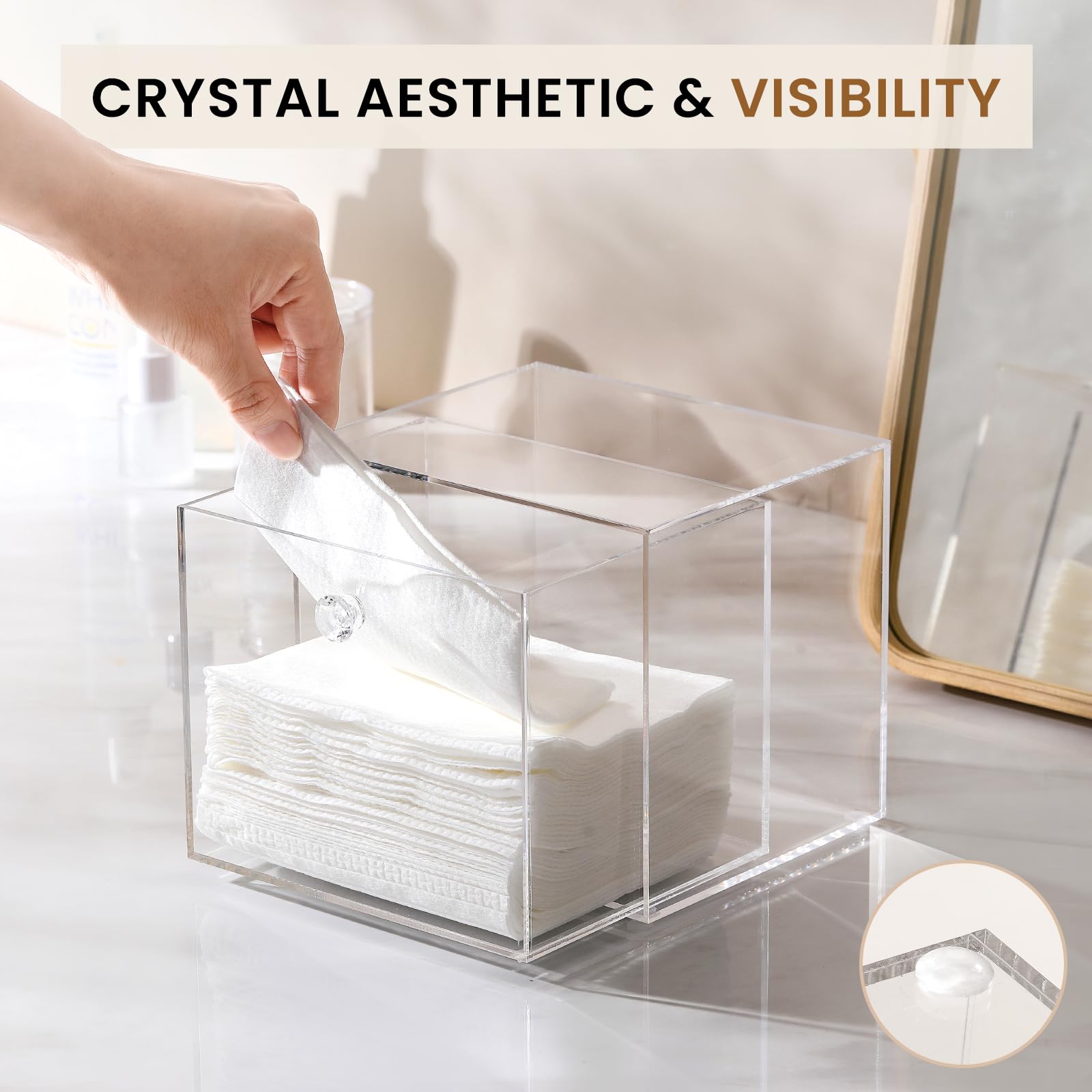 Disposable Face Towel Container Box Compatible With Clean Skin Club Clean Towel Xl, Acrylictowel Storage Bin With Drawer, Makeup