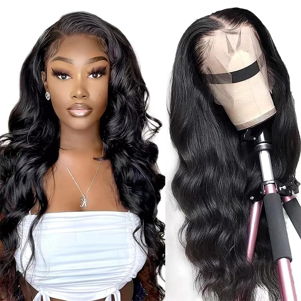 STOGEDEST Body Wave Lace Front Wigs Human Hair 24 Inch 13x4 HD Transparent Lace Frontal Human Hair Wigs 12A Glueless Wigs Human 