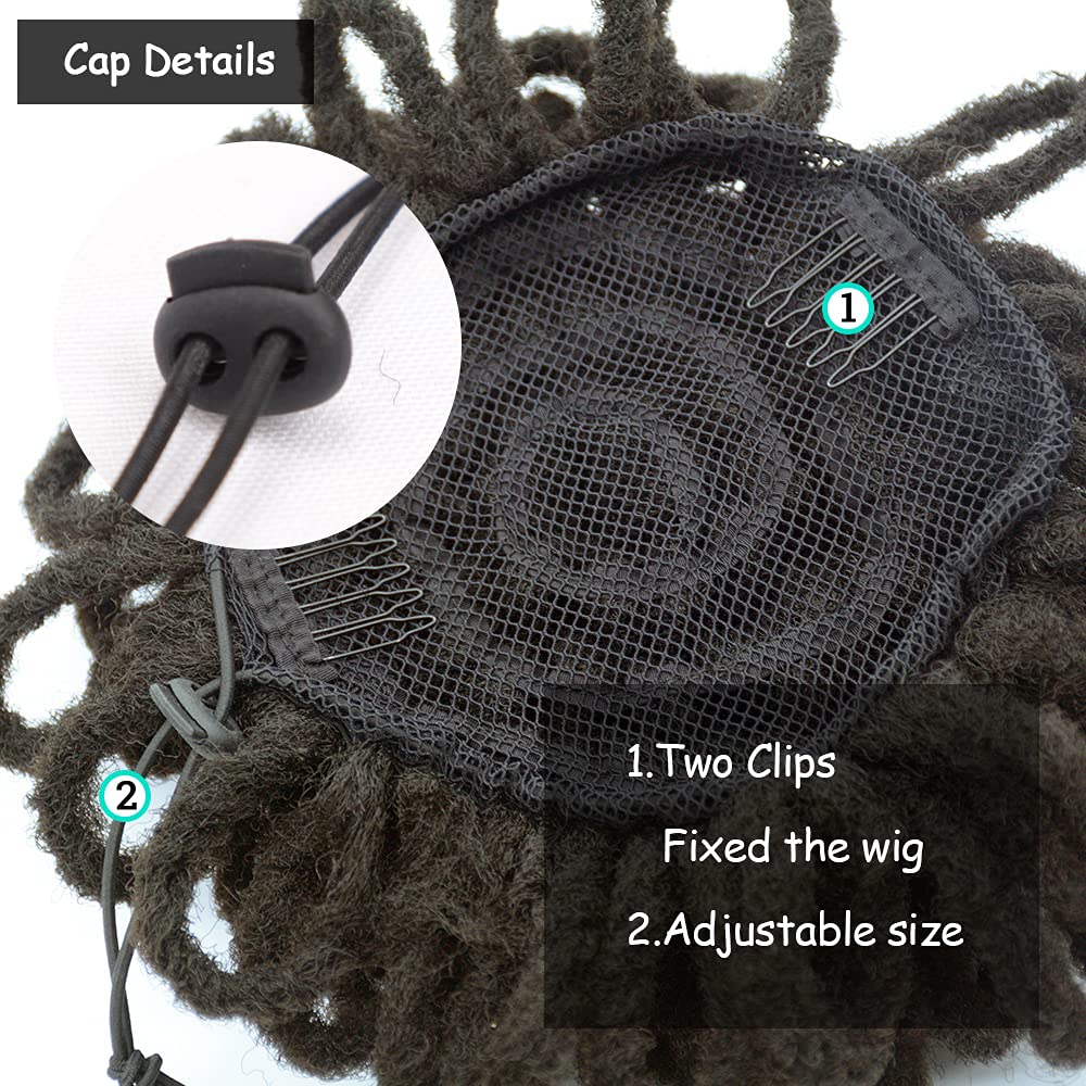 Afro Puff Drawstring Ponytail Dreadlocks Chignon Faux Locs Braids Bun Hair Synthetic Clip In Hair Extensions For Black Women(4#)