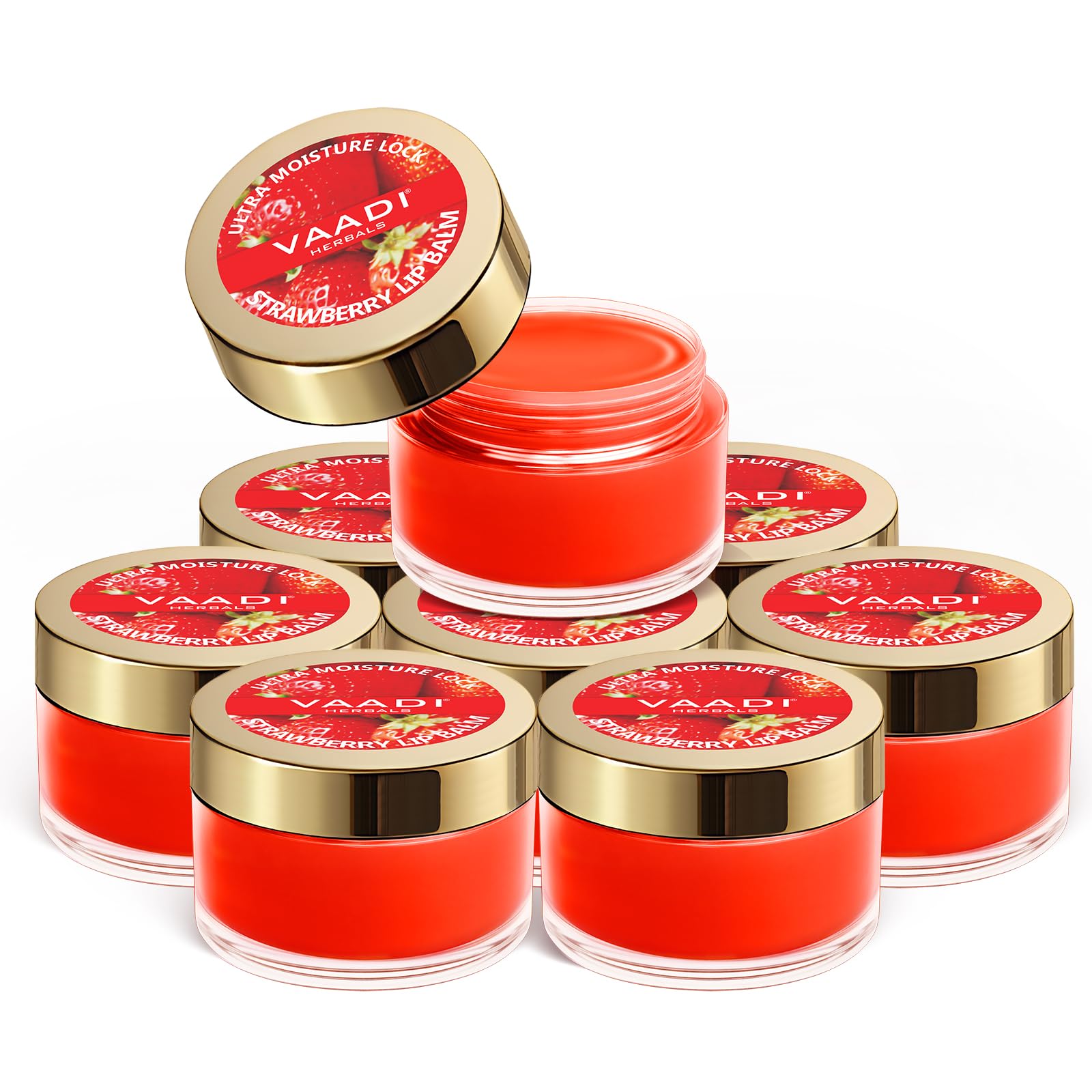Vaadi Herbals Lip Balm, Strawberry And Honey, 10Gms X 8