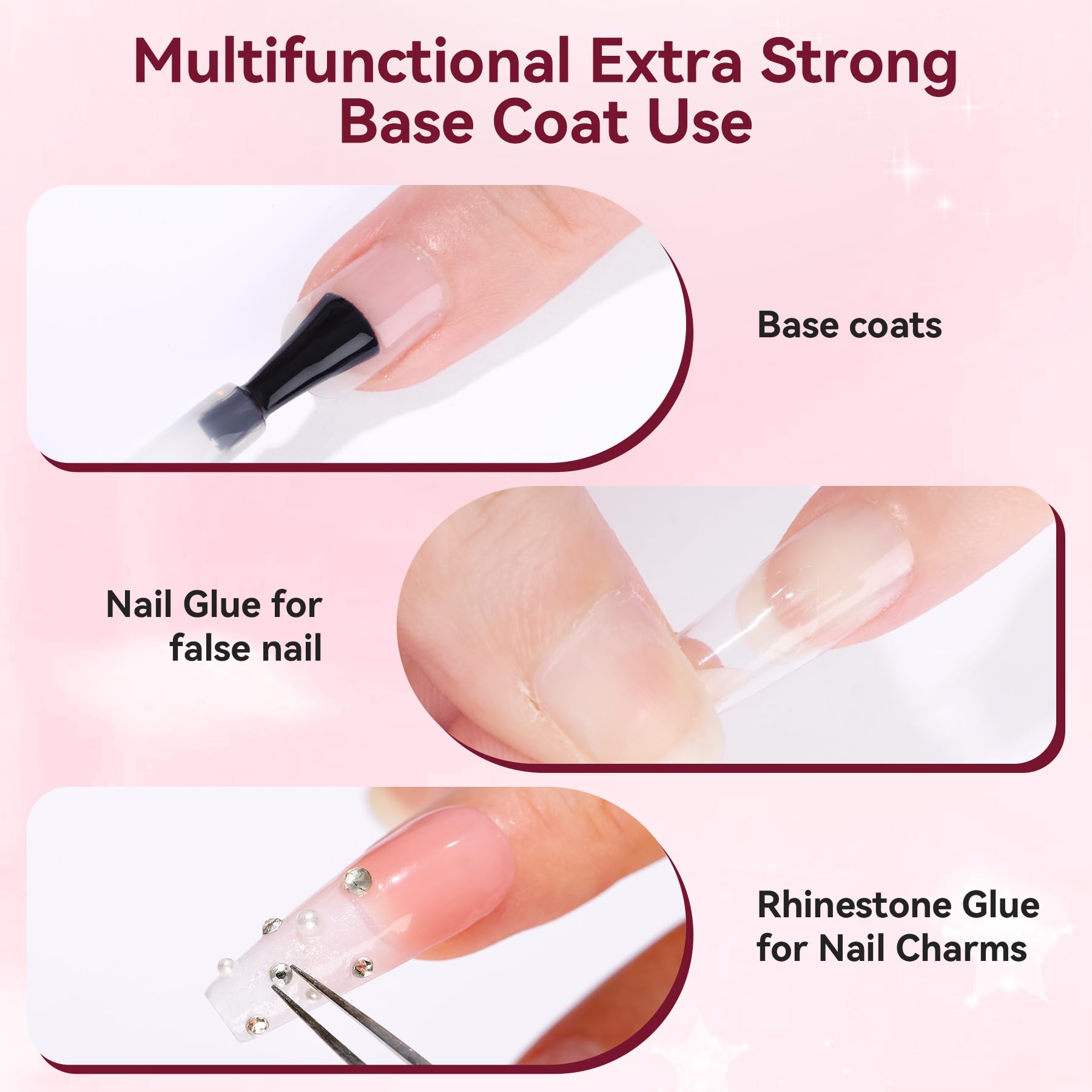 Makartt Base Coat Nail Polish: 15Ml Extra Strong Long-Lasting Gel Base Coat Nail Gule For Small Nail Charms Press On Nails Led L