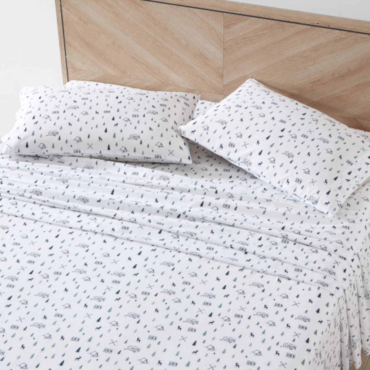 Eddie Bauer - Twin Sheets, cotton Percale Bedding Set, crisp  cool Home Decor (campout Dark Blue,3 pieces, Twin)