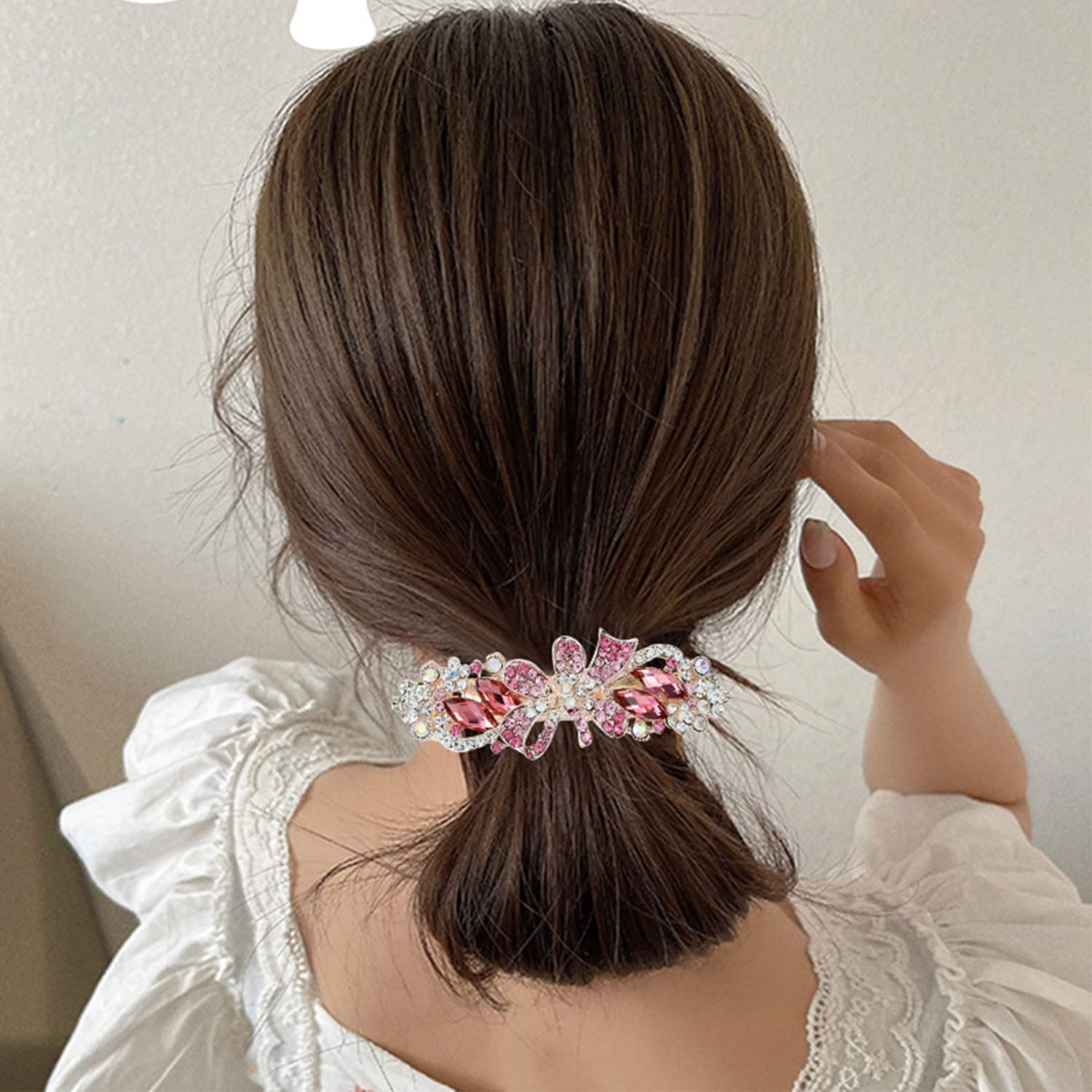 Insowni 4 Pack Luxury Glitter Sparkly Jeweled Gems Korean Decorative Crystal Rhinestone Flower Strong Metal French Barrettes Sna