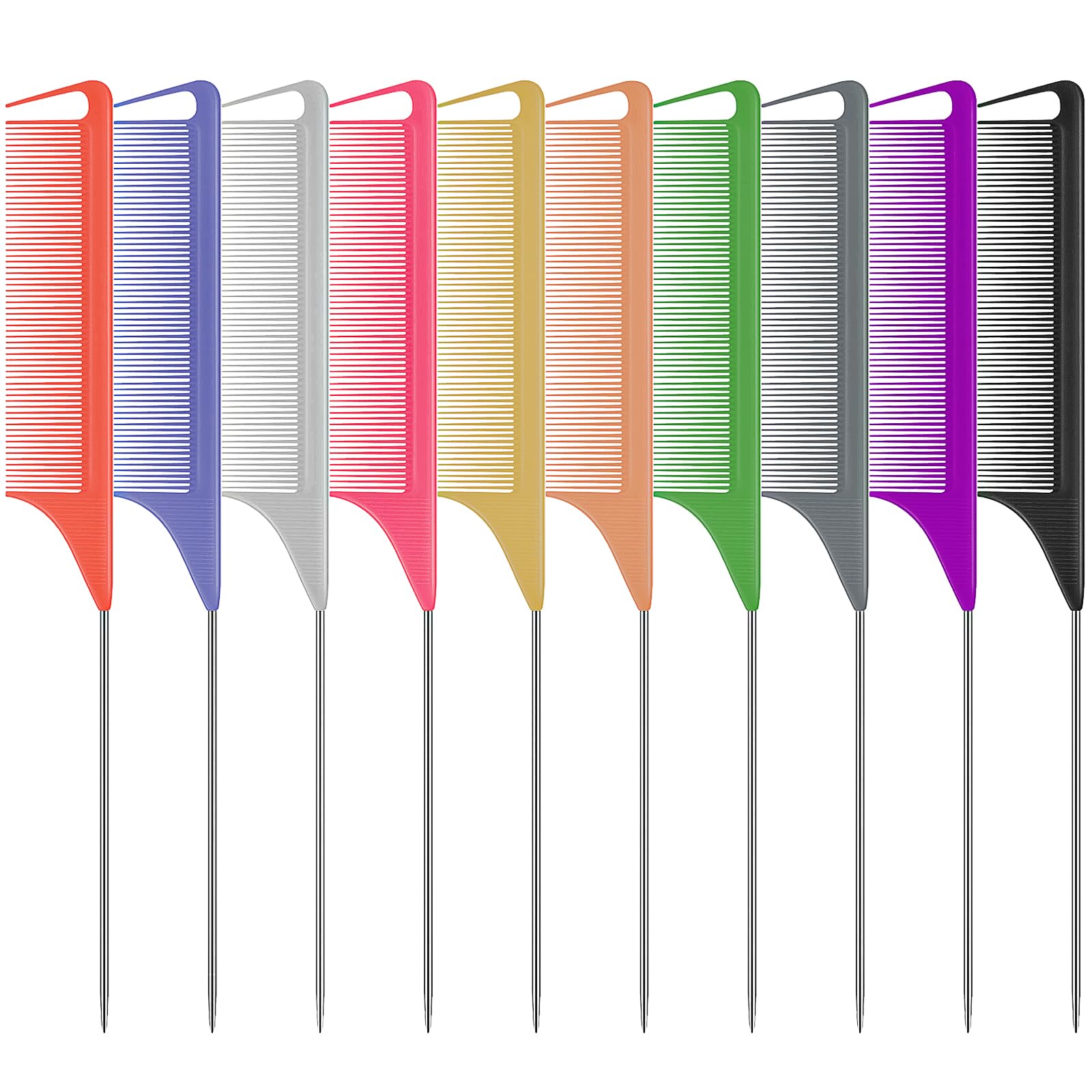 10 PCS Rat Tail Combs Set - Hair Teasing Fine Tooth Comb for Women Girls, Parting Comb for Braiding Hair Styling Tools & Applian