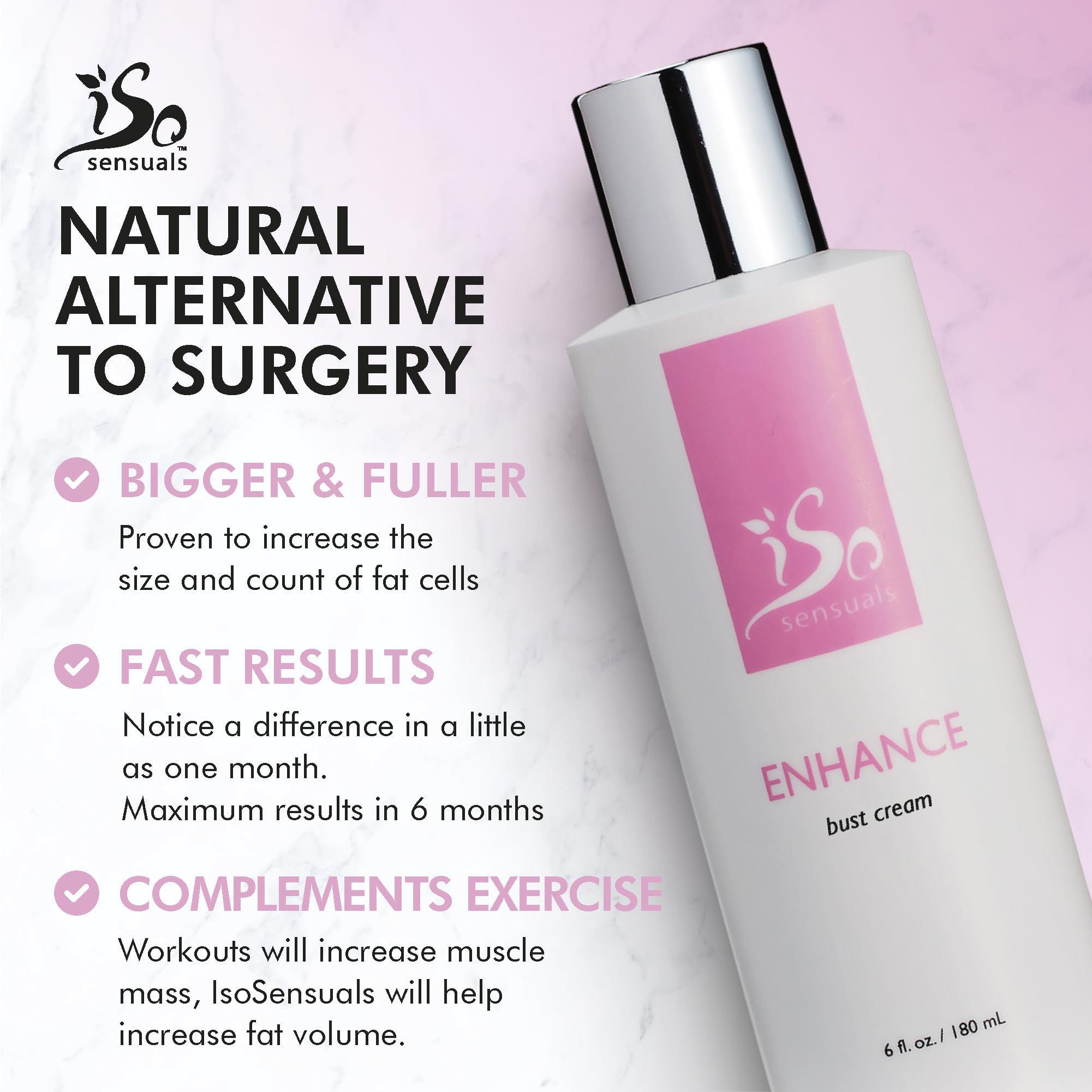 IsoSensuals ENHANCE - Rapid-Action Breast Enlargement Cream for Quick Growth - Lifting and Firming Breast Enhancement Cream with