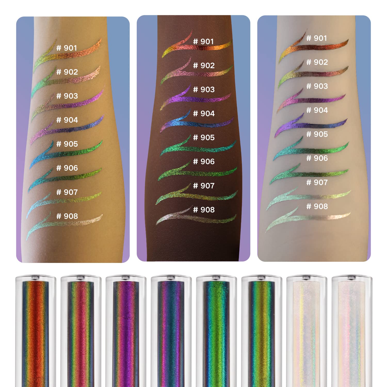 CHARMACY Chameleon Liquid Eyeliner, Liquid Glitter Eyeliner, Highly Pigmented, Metallic Intense MultiColor Shifting waterproof E