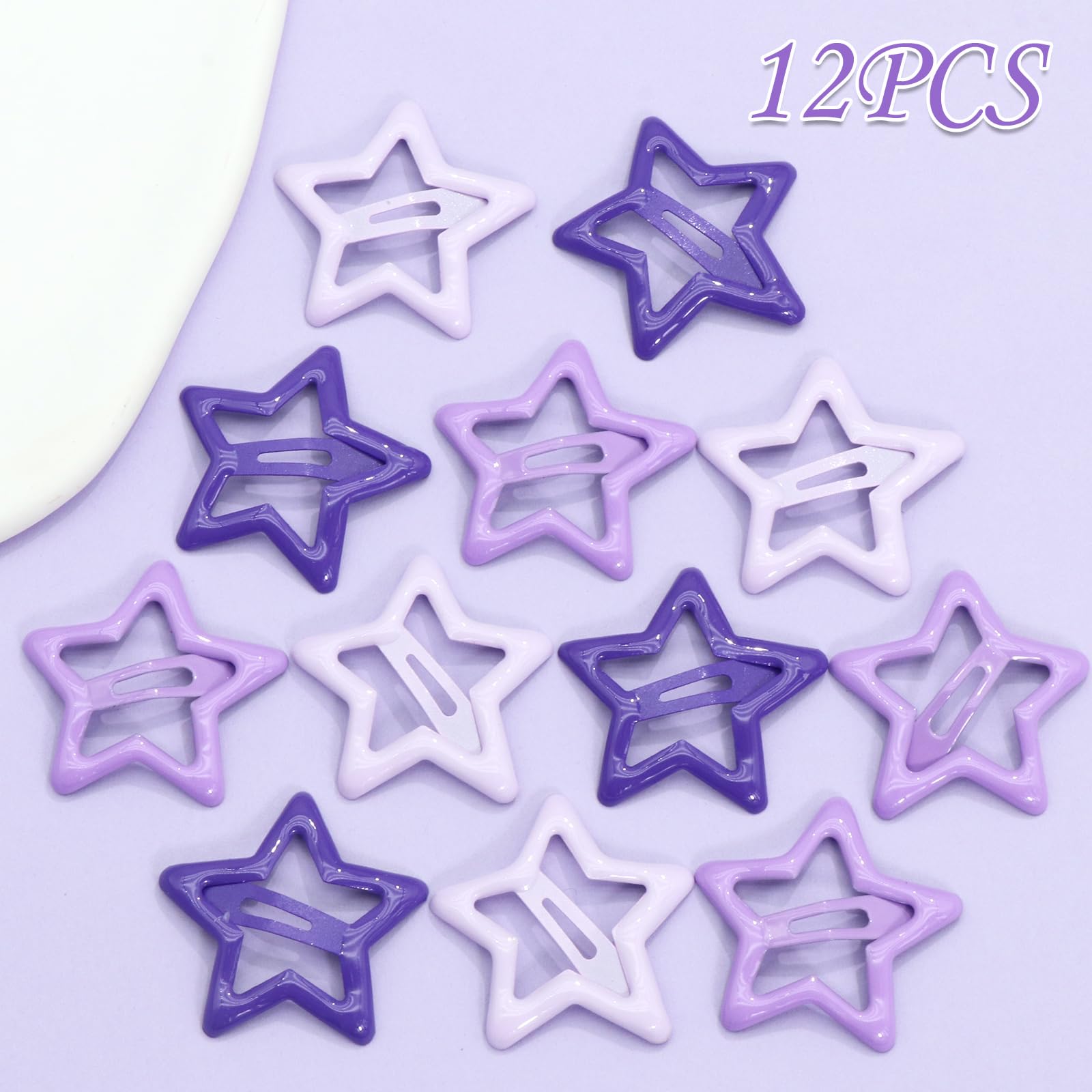Naiska Purple Star Hair Clips Non Slip Hair Pins Snap Hair Barrettes Accessories For Girls Women Hair Decoration (12Pcs)