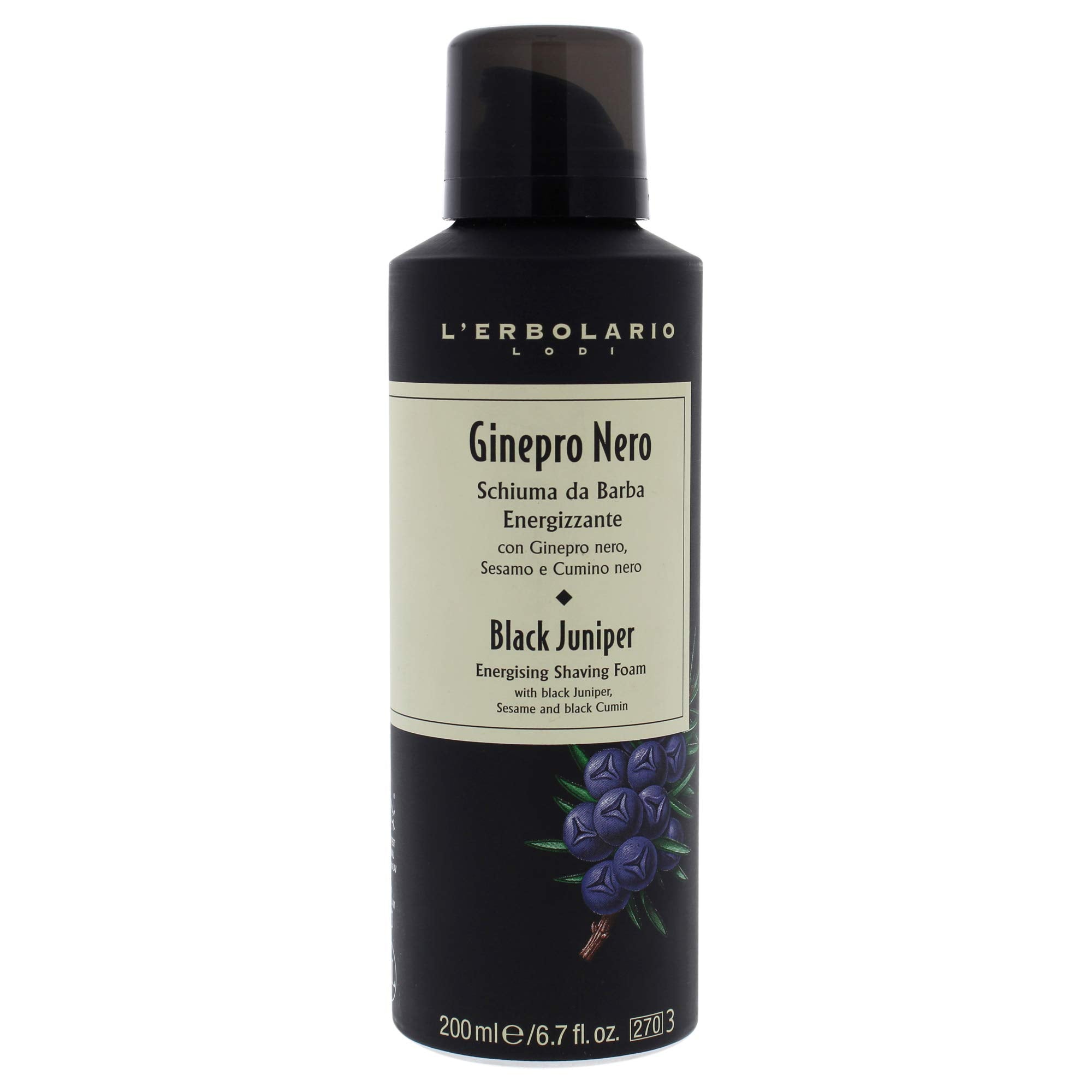 Lerbolario Black Juniper Energising Shaving Foam - Prevents Redness And Freshens Skin - An Invigorating Fragrance - Prepares You