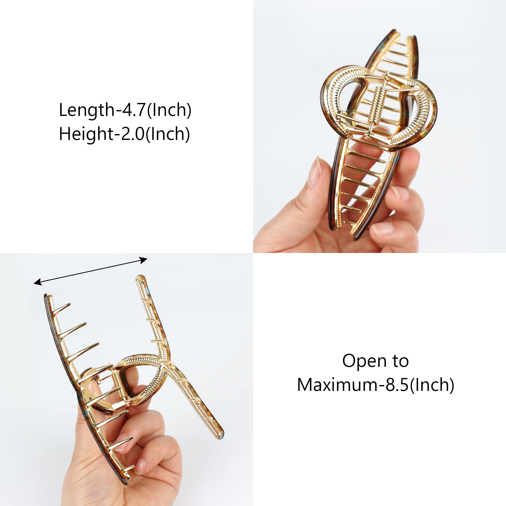 Big Hair Claw Clips Metal Hair Claw for Women Butterfly Hair Claw for Girl's Brown Acetate Hair Clamps Strong Hold Hair Claw 4.7