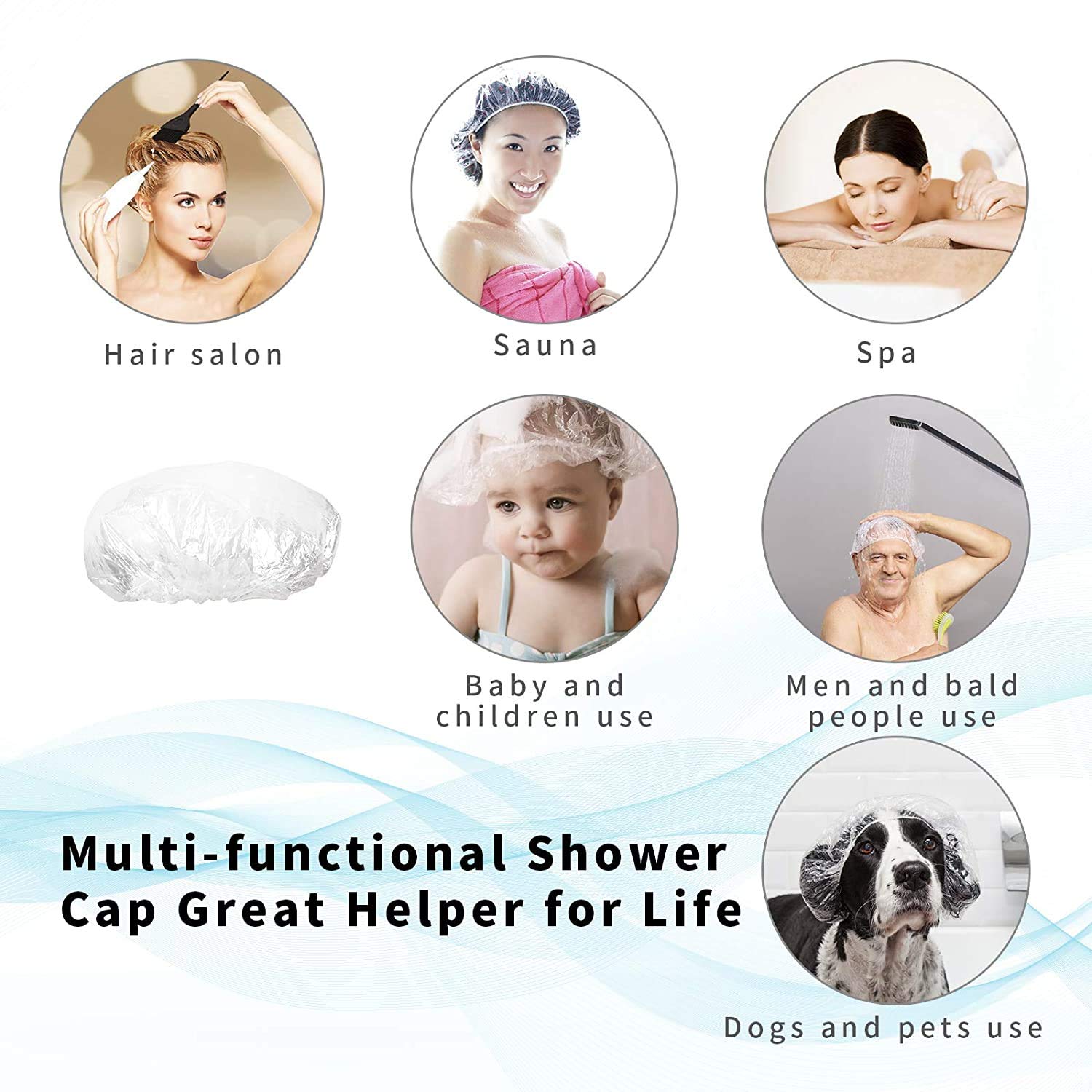 50Pcs Disposable Shower Caps, Plastic Clear Thickening Bath Hair Cap And Waterproof Hair Caps For Women Men Kids Hair Treatment,