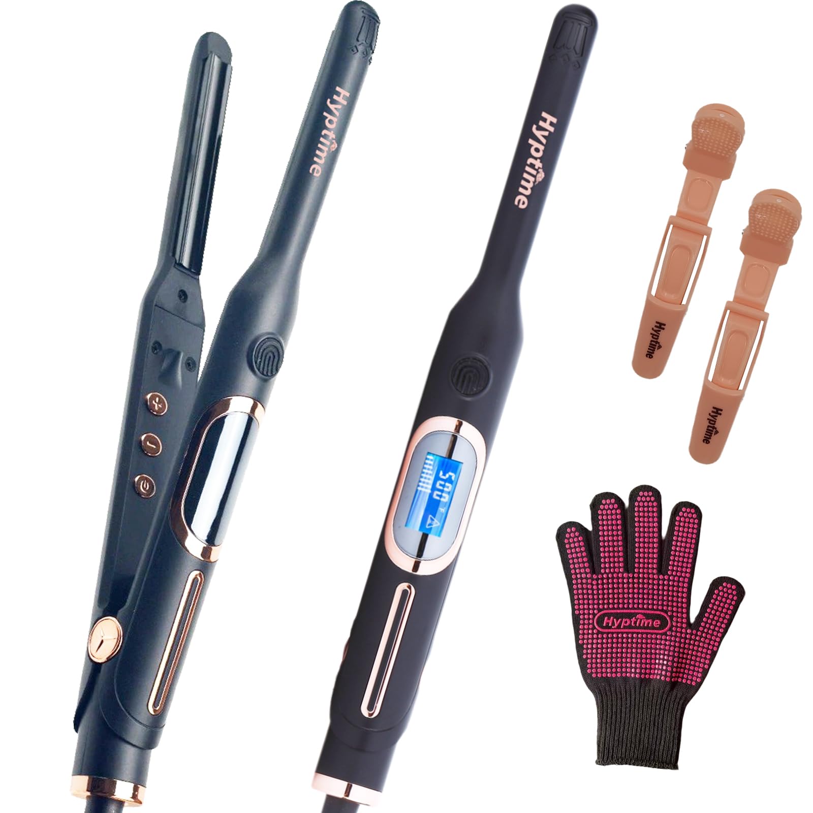0.4 Inch Small Curved Hair Straightener, Mini Flat Iron for Short Hair,Beard & Pixie Cut, 100240V Dual Voltage, LCD Display, Pr
