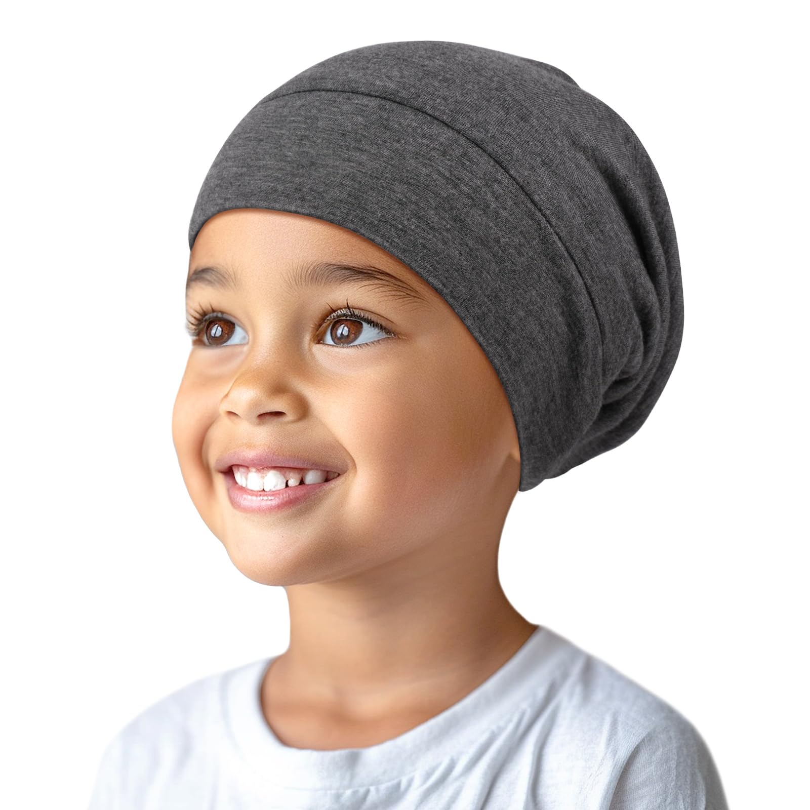 OLESILK Silk Bonnet for Kids Girls 2-6 Years, Adjustable Strap, Smooth for No Frizzy Hair, Breathable All Night Slleping Dark Gr