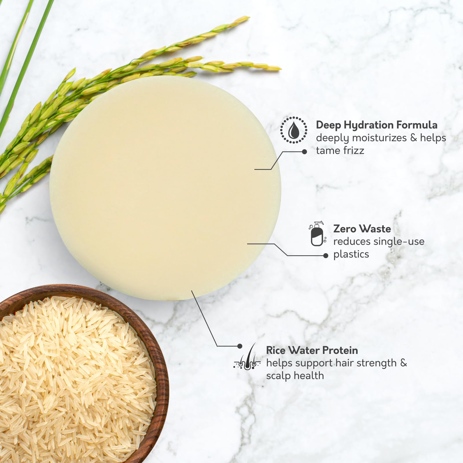 Rice Water Shampoo Bar For Hair Strengthening And Repair - Sulfate-Free, Vegan Formula With Nourishing Oils - Solid Shampoo For