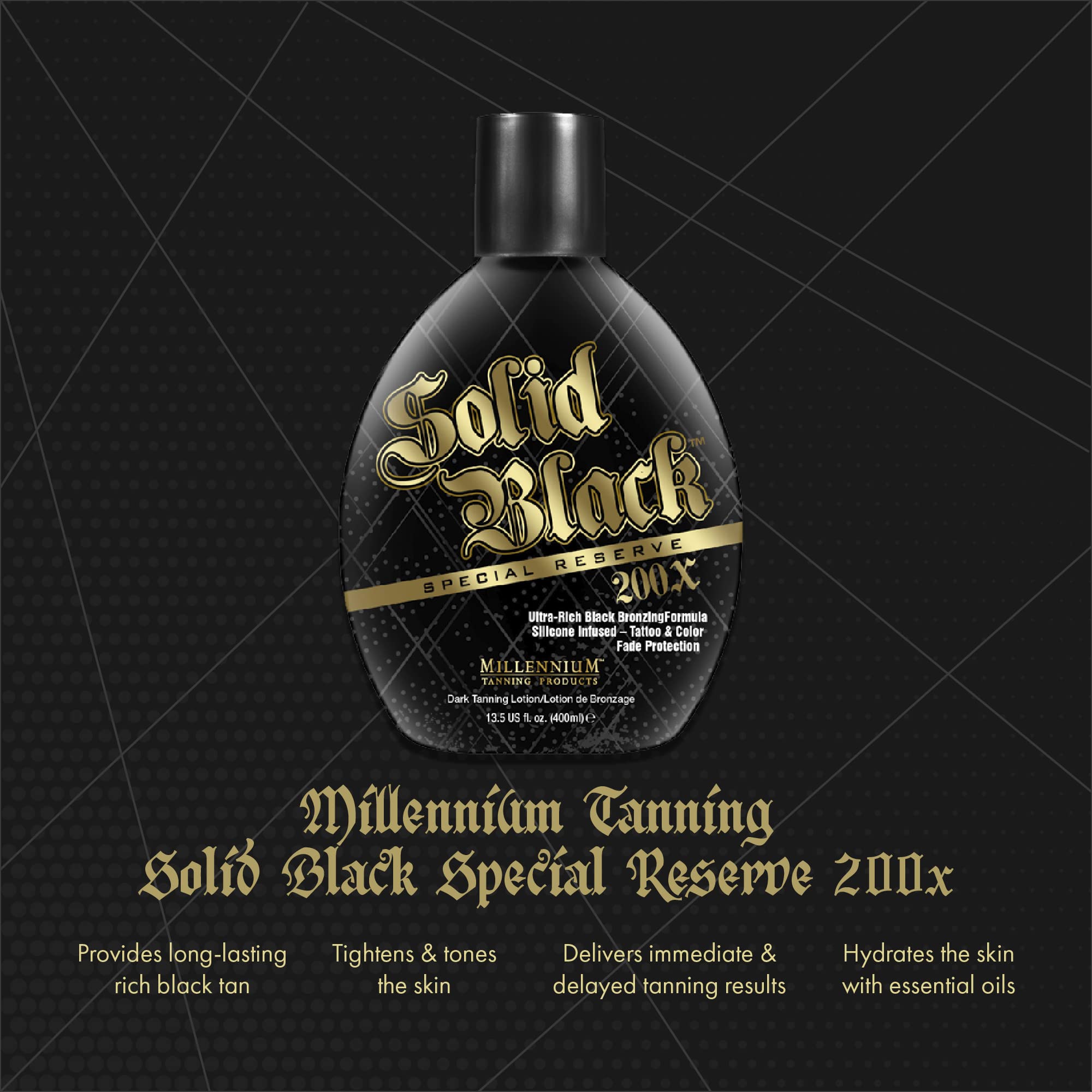 Millennium Tanning Solid Black Special Reserve 200X Tanning Lotion, 13.5 Ounces, 3-pack