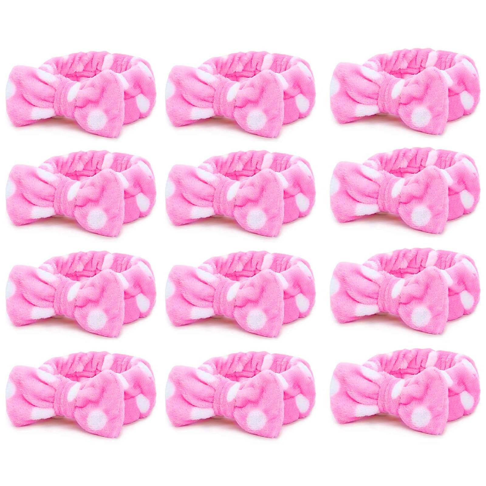 Casoty 12 Pcs Skincare Headbands, Spa Headband for Washing Face, Soft Coral Fleece Headbands for Makeup, Bow Hair Band, Make Up 