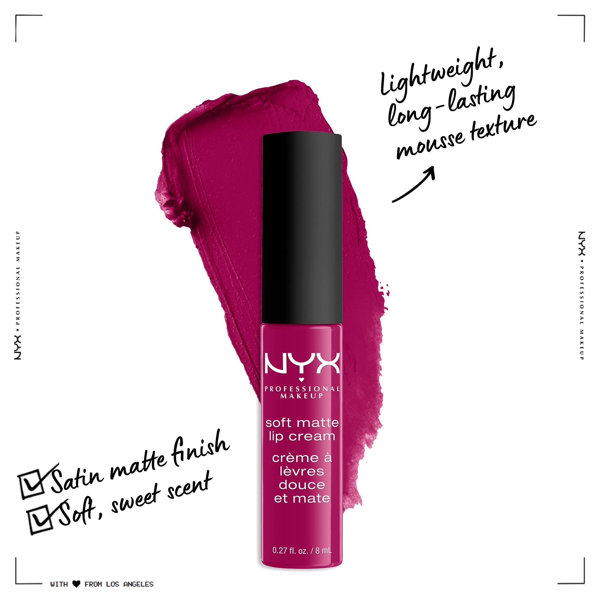 Nyx Professional Makeup Soft Matte Lip Cream, Lightweight Liquid Lipstick - Madrid (Cranberry Red)