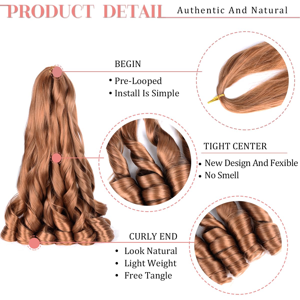 French Curly Braiding Hair 8Packs Loose Wavy 30# Pre Stretched Synthetic Spiral Curly Crochet Braiding Hair 24 Inch Synthetic 75