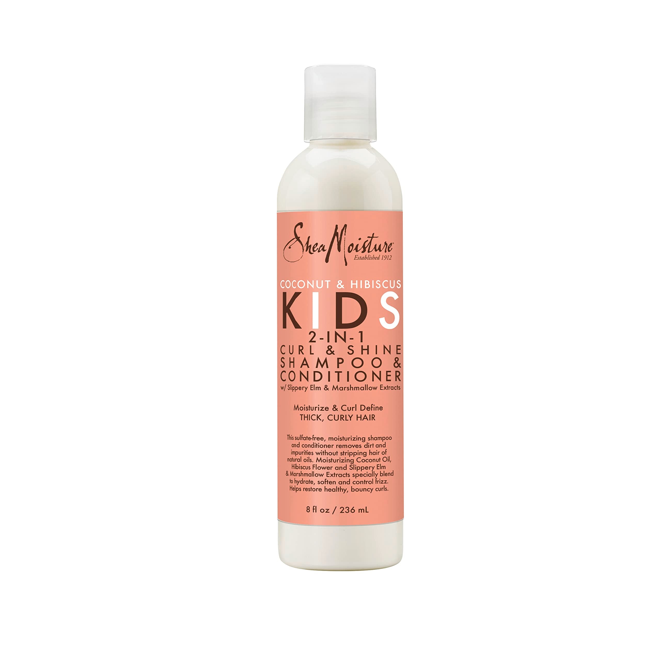 SheaMoisture 2-in-1 Shampoo and conditioner for Kids coconut and Hibiscus coconut Oil for Hair and Dry curls 8 oz
