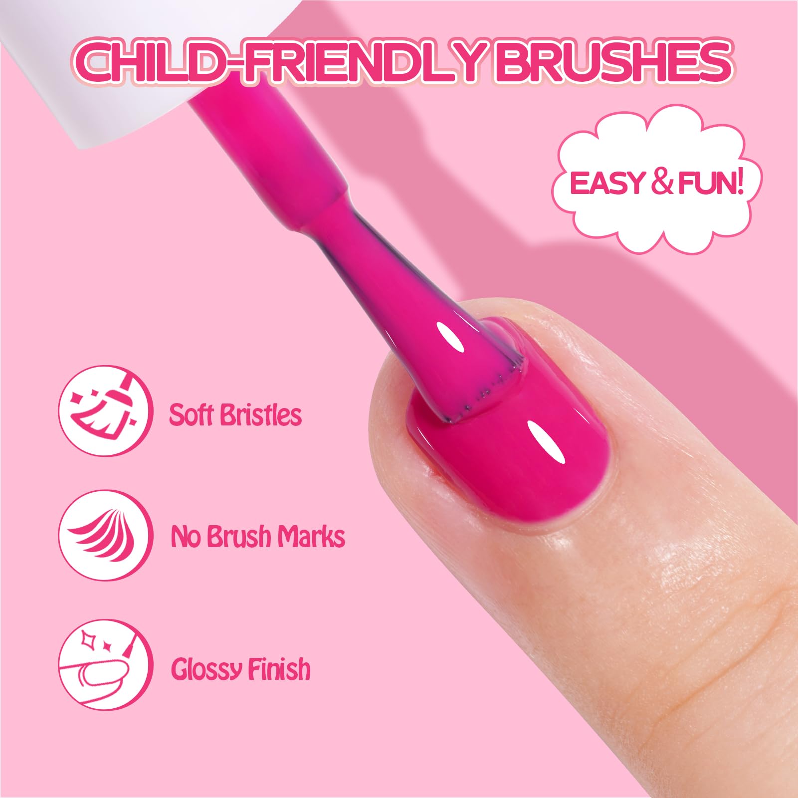 Tomicca Kids Nail Polish - 10 Colors Quick Dry Nail Polish, Peel Off Water Based Rainbow Nail Polish, Kids Natural Safe Non Toxi