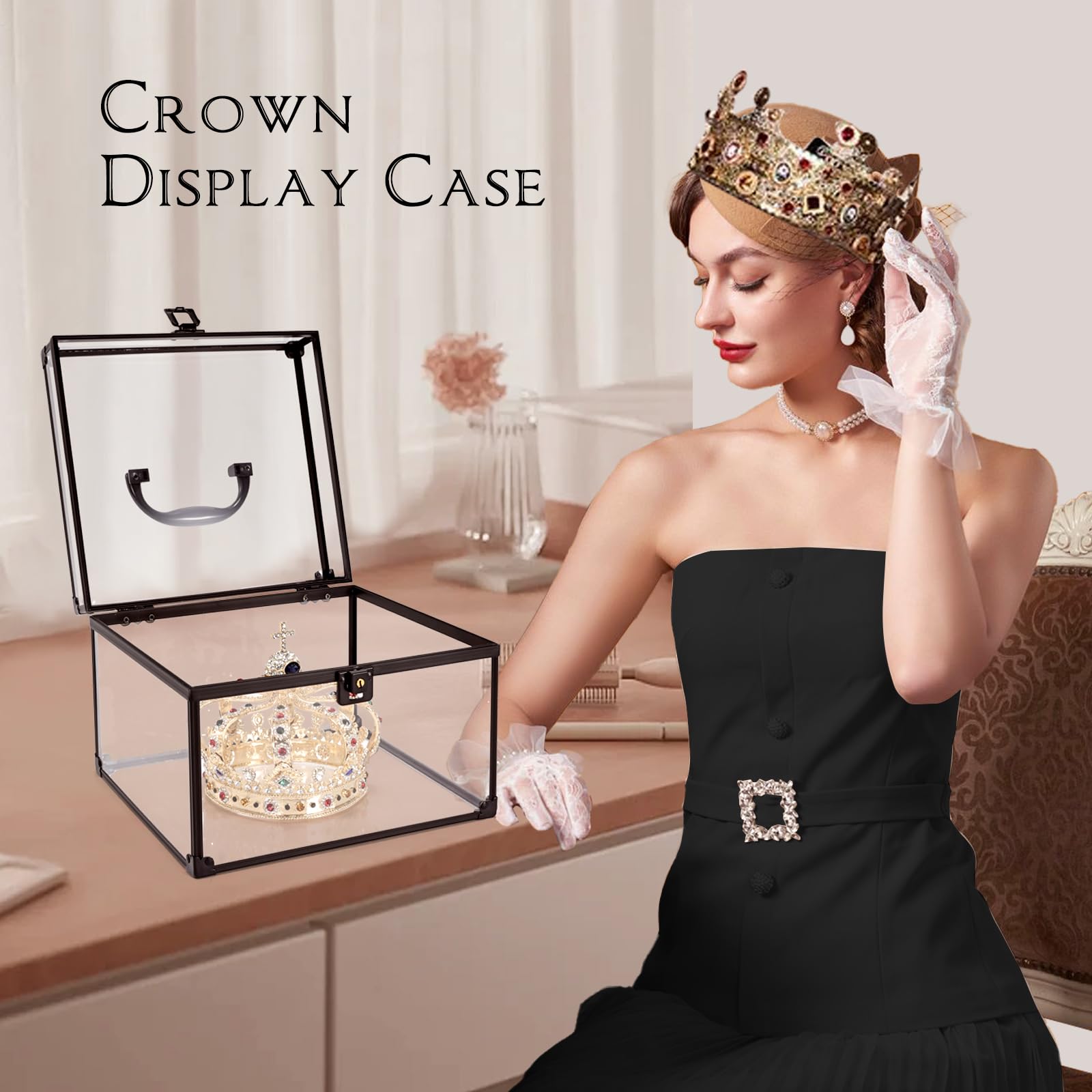 Costravio Makeup Display Clear Clear Makeup Case Portable Transparent Artists Train Case Crown Box Large Capacity Toiletry Organ