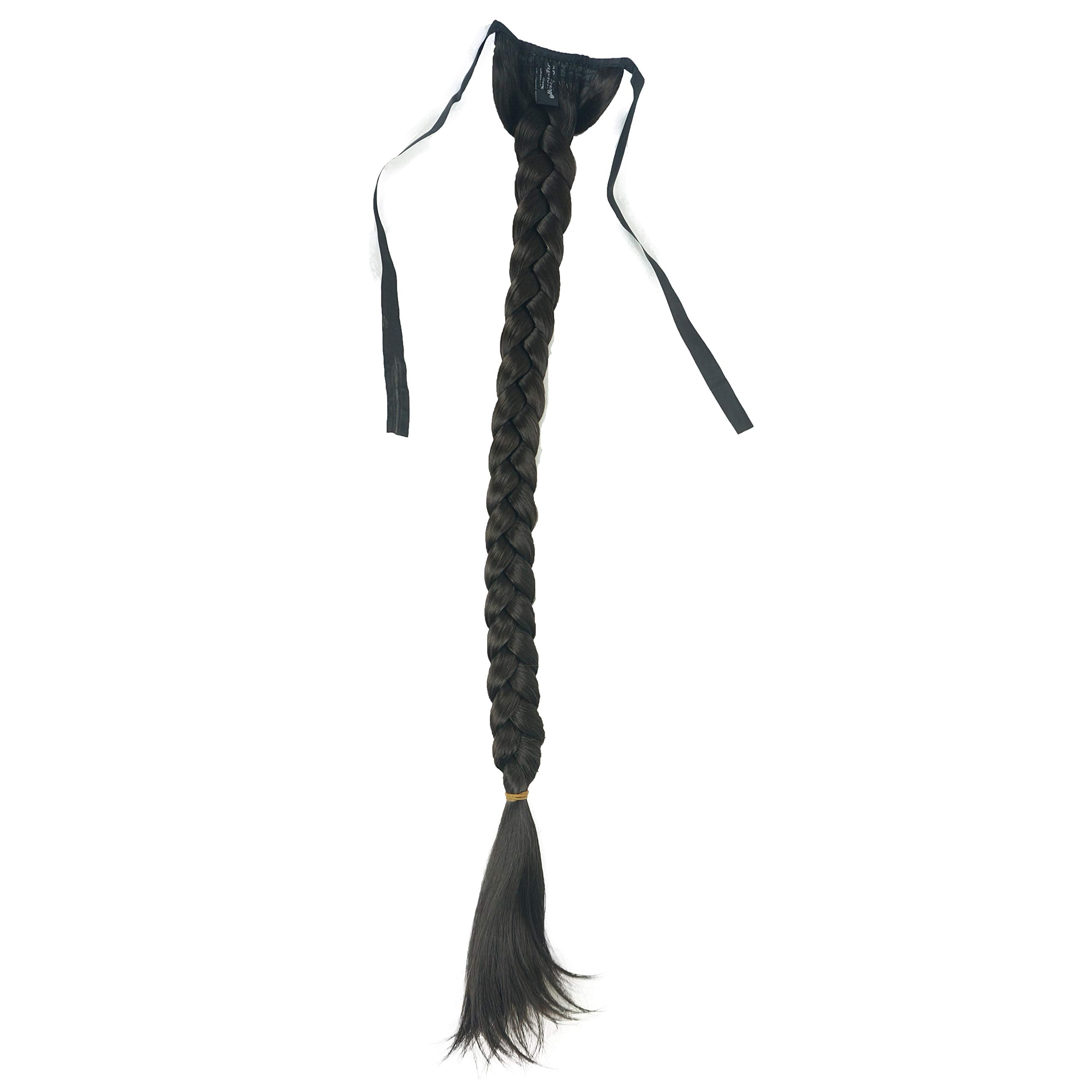 Lydell 24'' Long Fishtail Braid Wrap Around Ponytail Extension Synthetic Hairpiece #4 Dark Brown