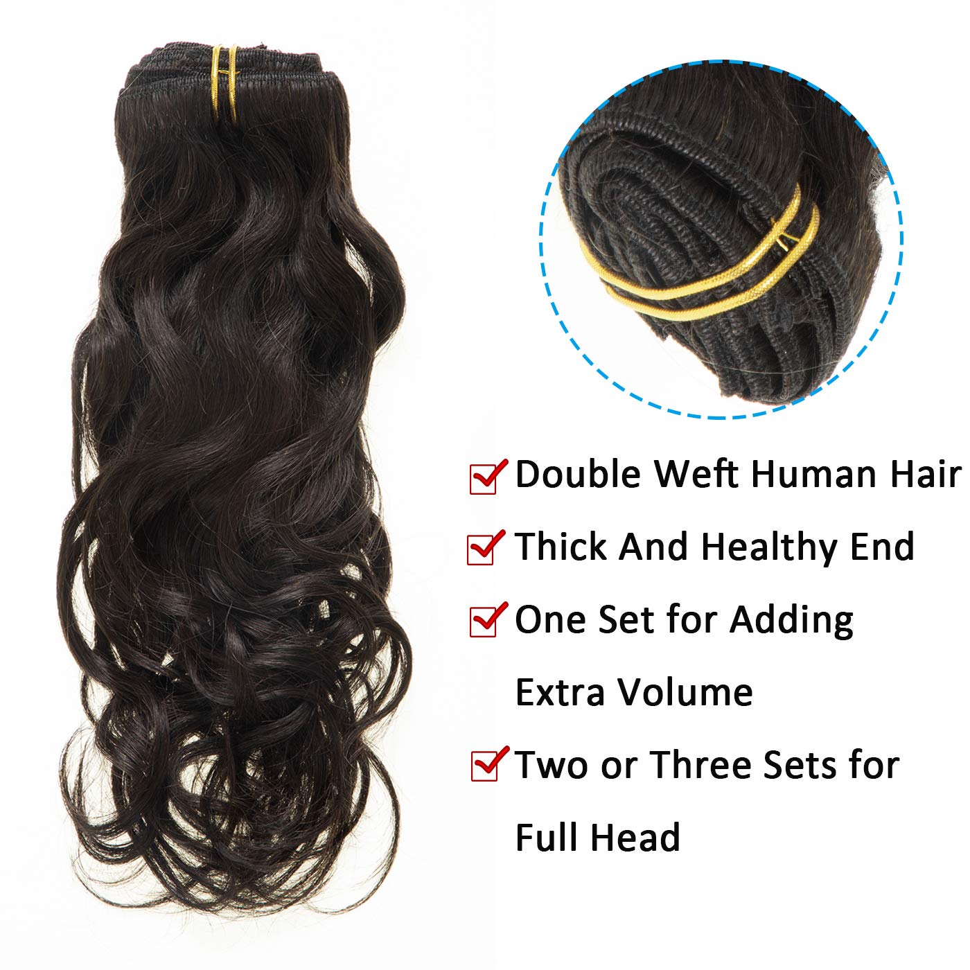 Caliee 16Inch Natural Wave Curly Clip In Hair Extension Make Full Head Hair For Black Women Human Hair Extensons Clip In Natural