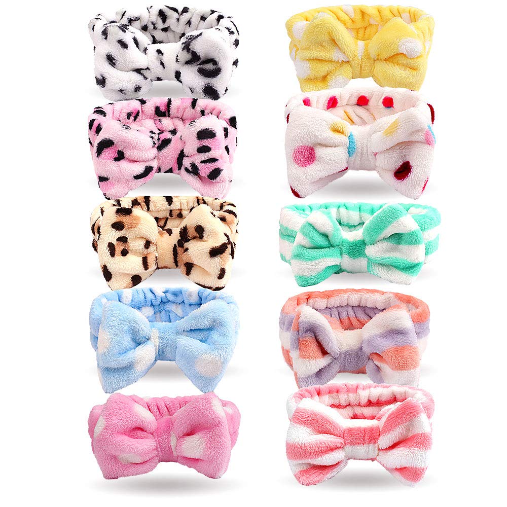 Canitor 10 Pack Spa Headbands Towel Headbands For Washing Face Bow Headbands For Women Spa Headbands Facial Headband