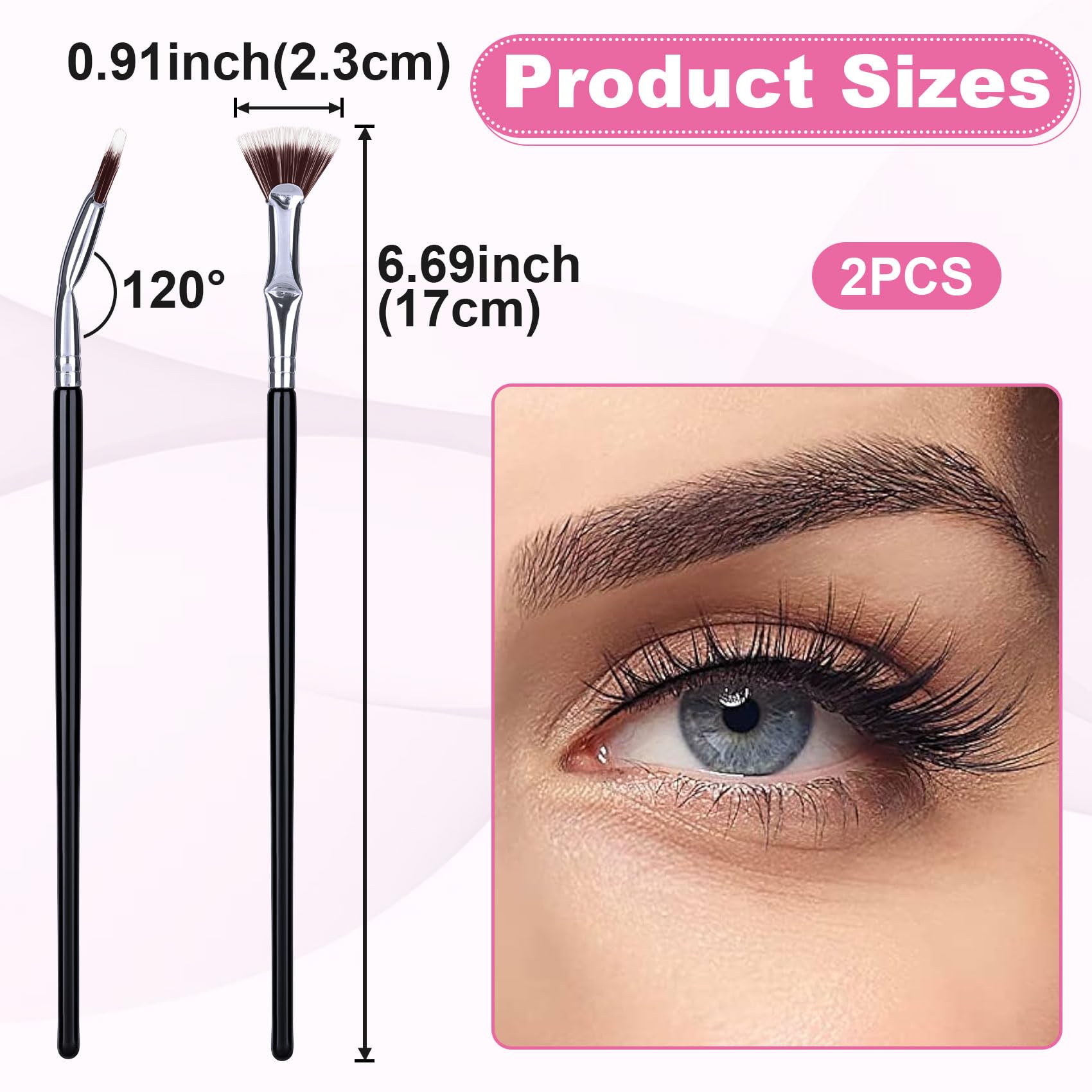 Pagow 2Pcs Folding Angle Scalloped Lash Brush, Eyelash Comb Separator Makeup Tool, Multifunctional Mascara Fan Brush With Soft B
