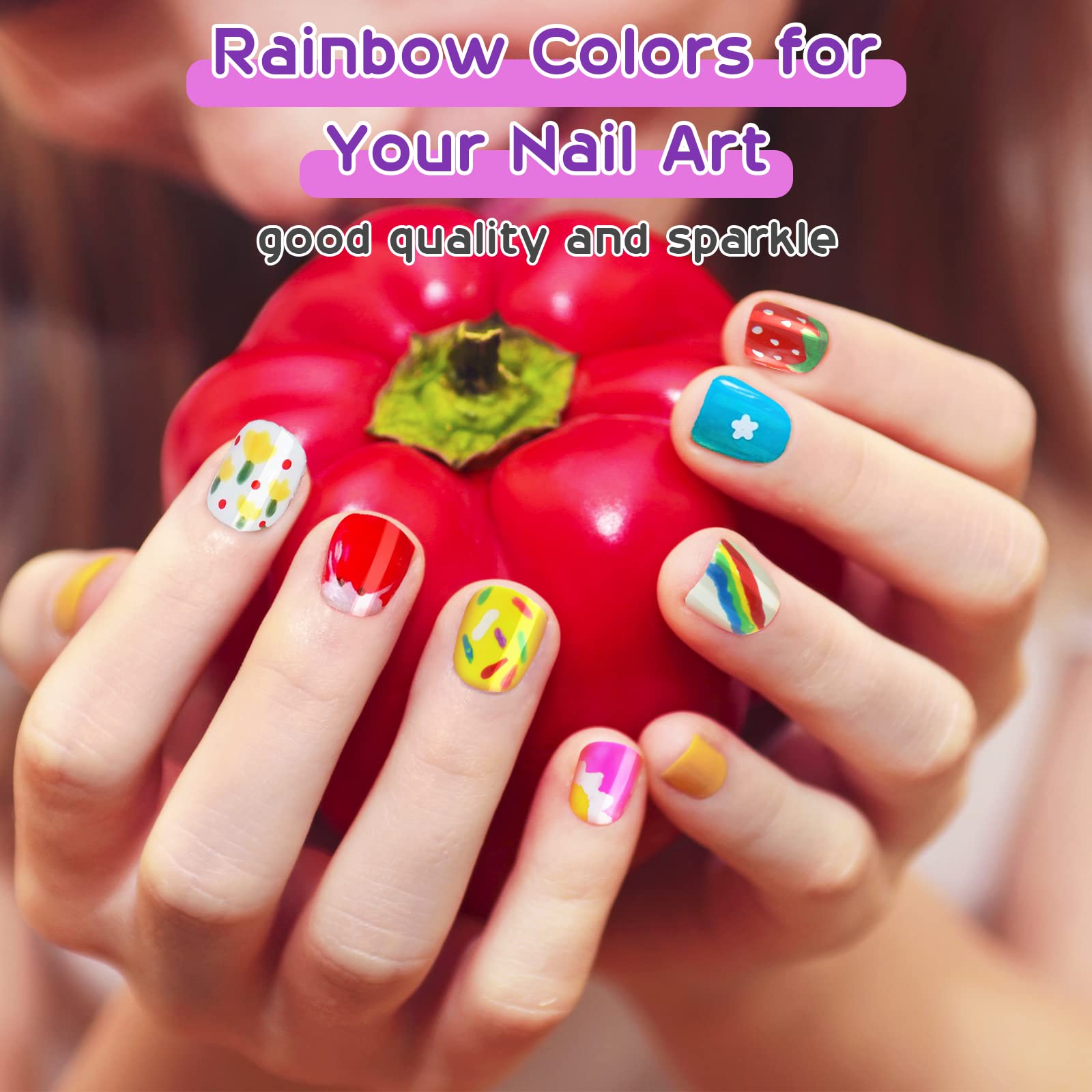 Battop Kids Nail Polish Set For Girls, Nail Art Kit For Girls With Nail Dryer & 2 In 1 Water Based Nail Polish & 3D Decoration &