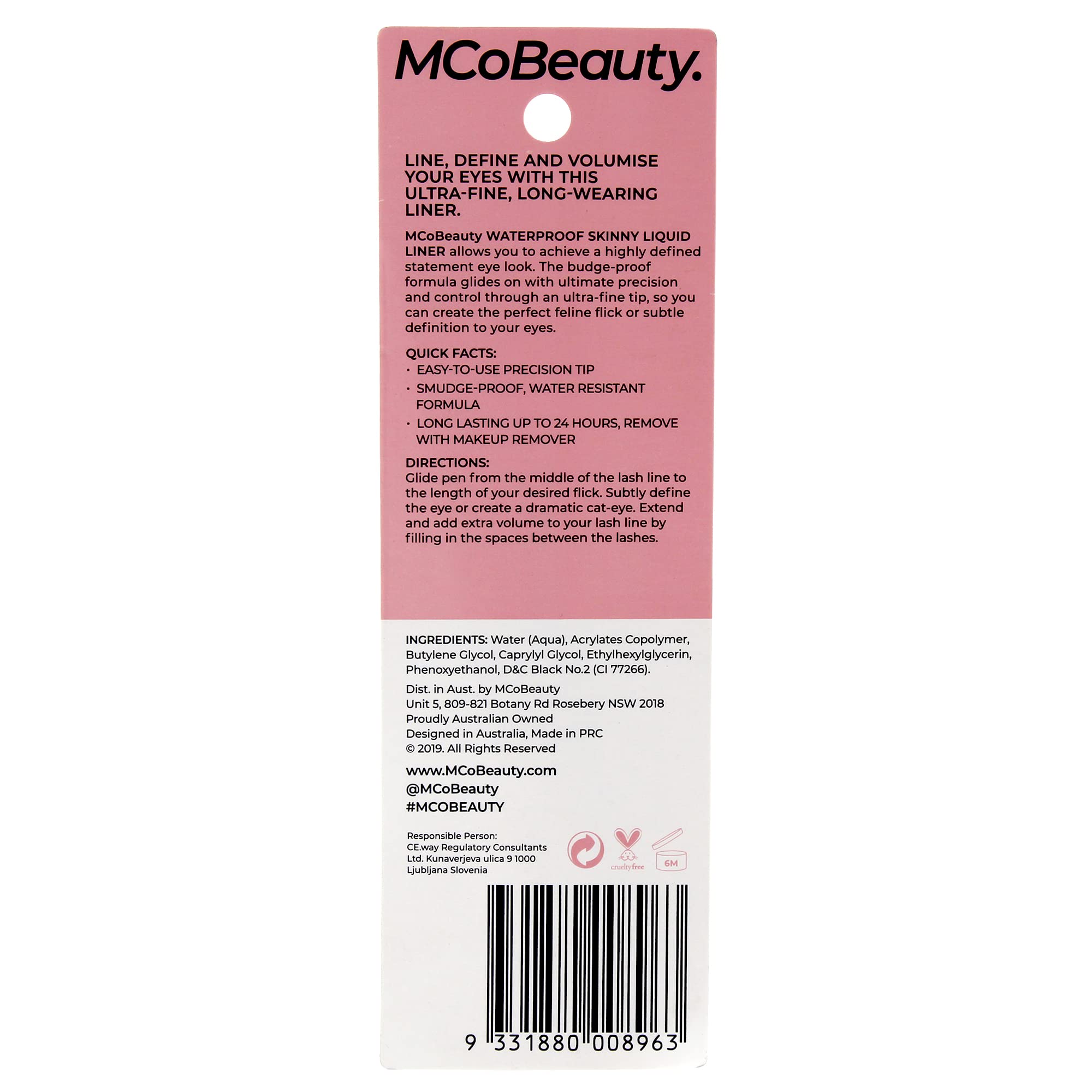Mcobeauty Waterproof Skinny Liquid Eyeliner - Super-Fine Precision Tip - Immediate Bold Color - Long-Lasting Pigment For All-Day
