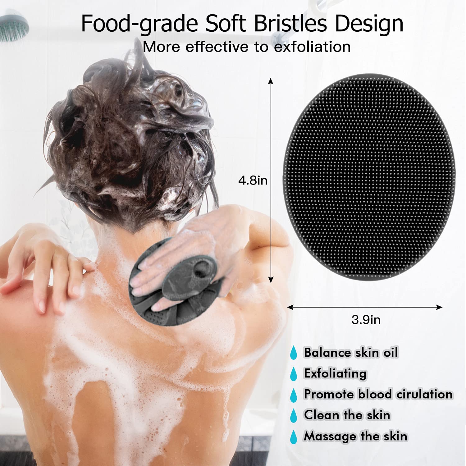 Innerneed Soft Silicone Body Scrubber Exfoliating Glove Shower Cleansing Brush, Spa Massage Skin Care Tool, For Sensitive And Al
