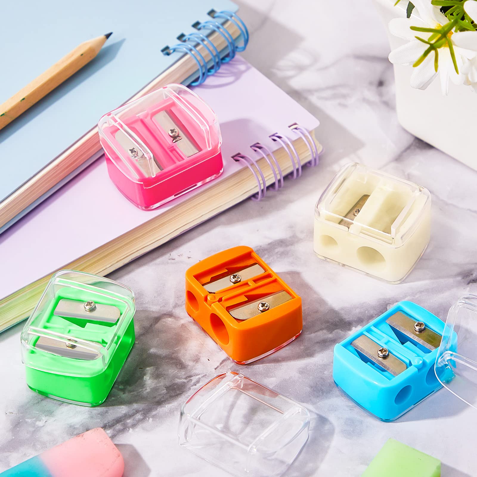 5 Pack Makeup Pencil Sharpener Eyeliner Sharpener Lip Pencil Sharpener Cosmetic Pencil Sharpener Dual Sharpener (Multi Colors)