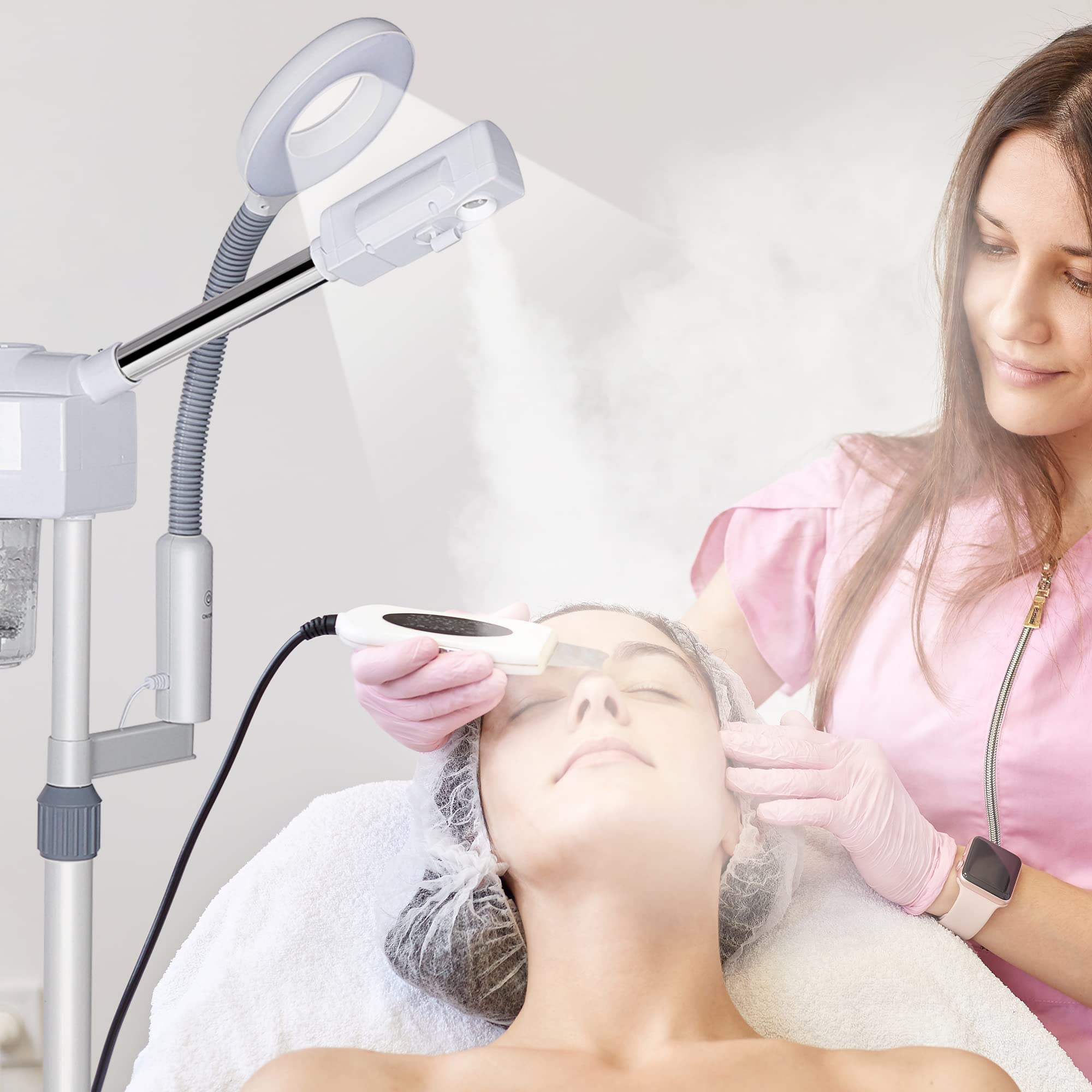 Nova Microdermabrasion Professional 2 In 1 Facial Steamer For Face Deep Cleaning Ozone Face Steamer With 5X Magnifying Lamp Hot
