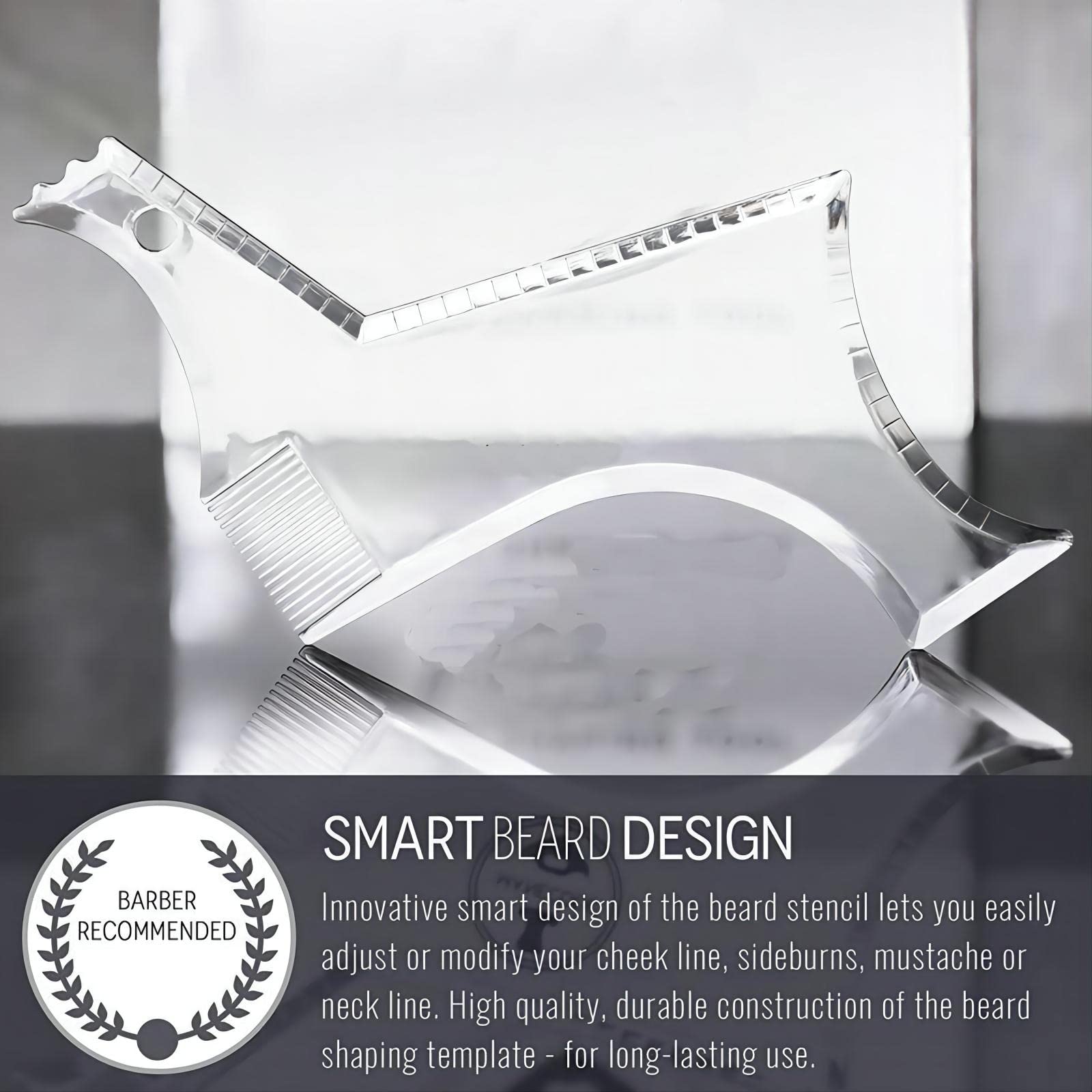 Men's Beard Shaping Tool With Inbuilt Comb Transparent Template Styling Comb Templates for Goatee Mustache Sideburns, Jaw Cheek/