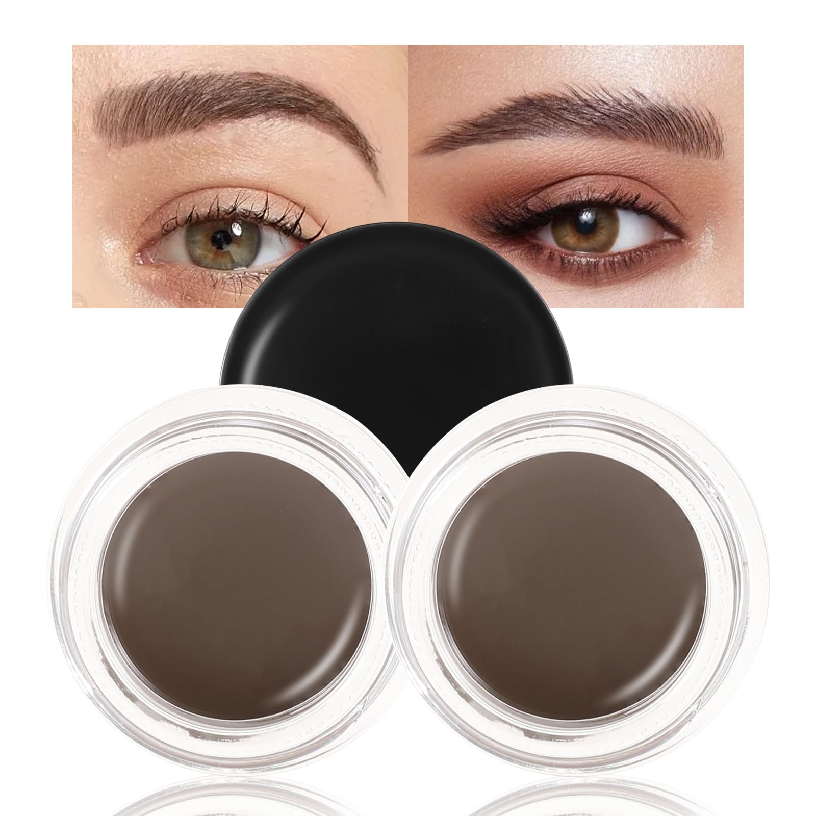 Boobeen 2 Pcs Eyebrow Pomade Cream, Waterproof Brow Pomade Gel High Pigmented Long-Lasting For Natural Eyebrow Makeup, Suitable