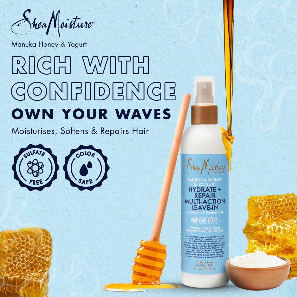 Sheamoisture Multi-Action Leave-In Conditioner For Damaged Hair Manuka Honey And Yogurt Sulfate Free Conditioner Spray 8 Oz
