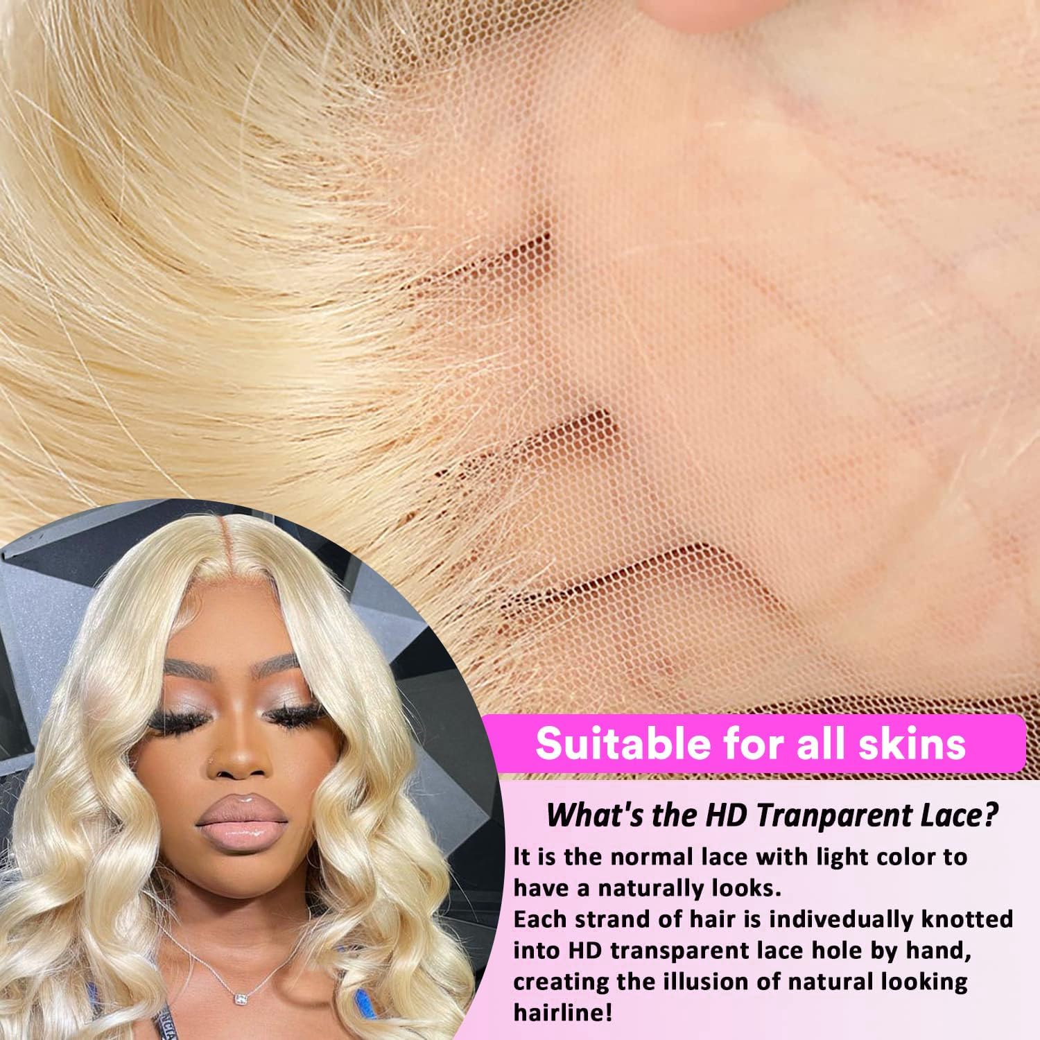 Supsyousf 24 Inch Stunning 613 Lace Front Wig Human Hair, 13X4 Hd Transparent Straight Wigs | 180% Density Blonde Lace Front Wig