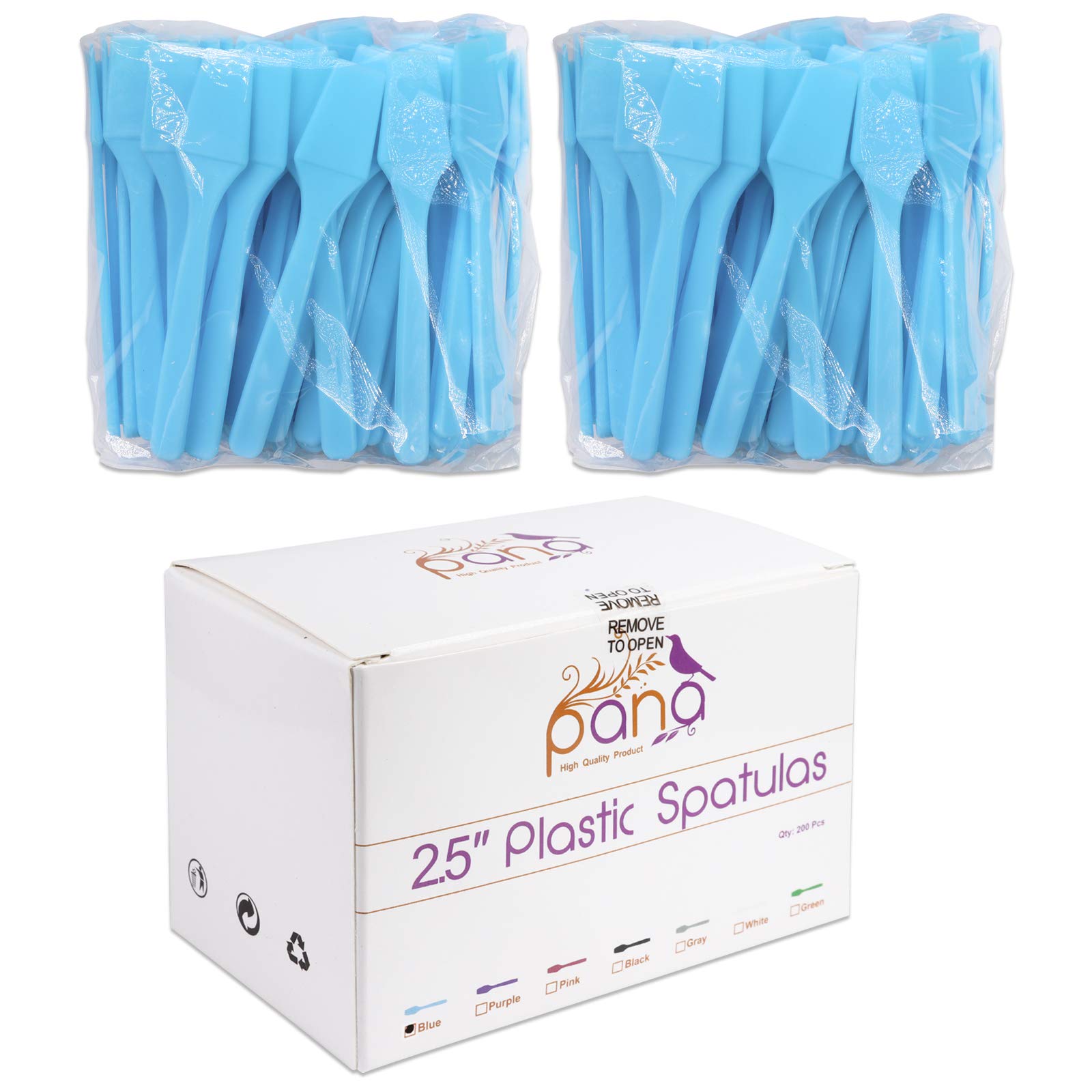 200pcs PANA Cosmetic Make Up Disposable Plastic 2.5'' Spatulas Skin Care Facial Cream Mask Spatula (BLUE-200 Pieces in a Box)
