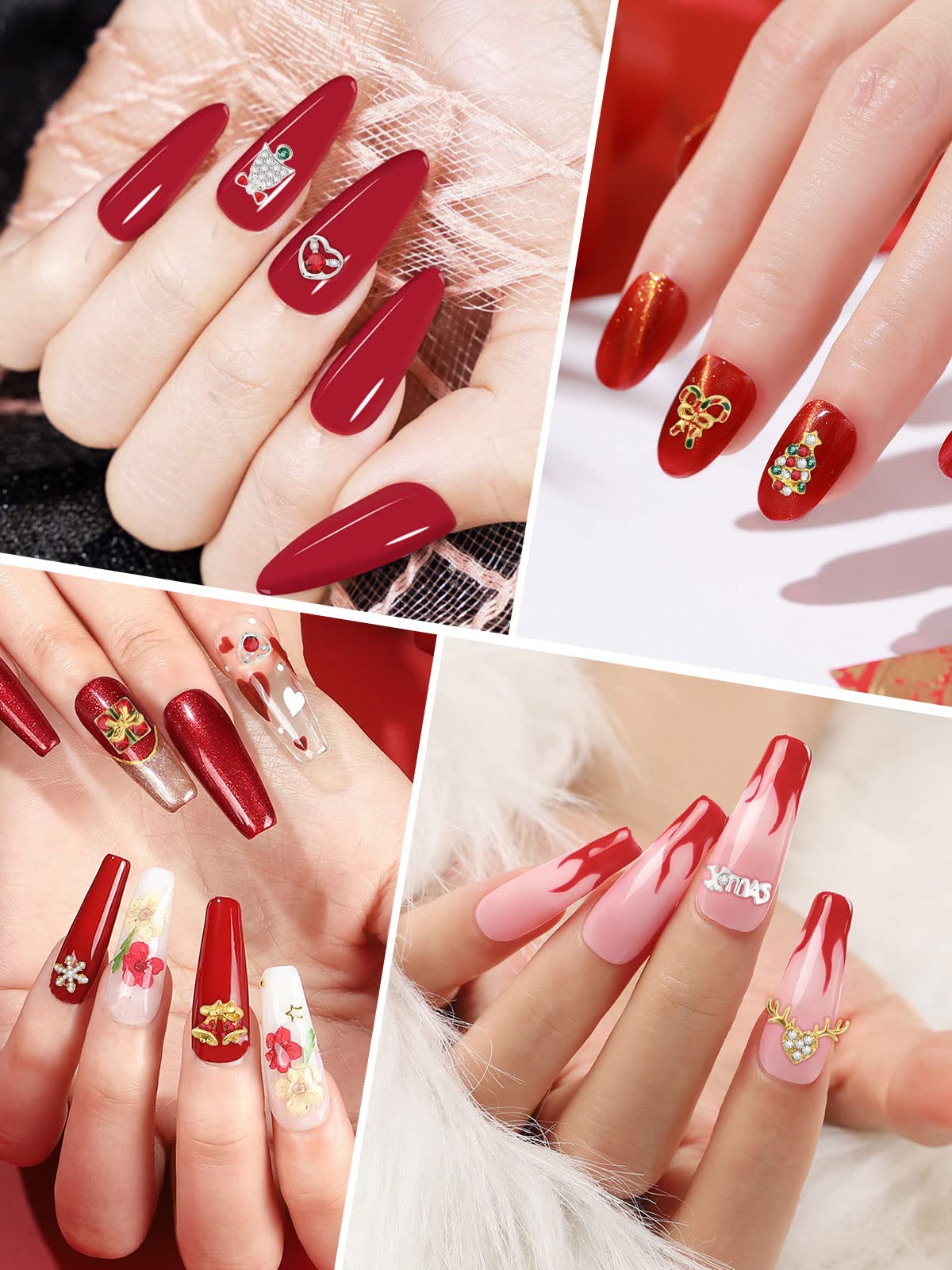 60 PCS Christmas Nail Art Rhinestones EBANKU 3D Alloy Xmas Nail Art Charms Bell Nail Diamonds Snowflake Nail Jewelry Christmas S