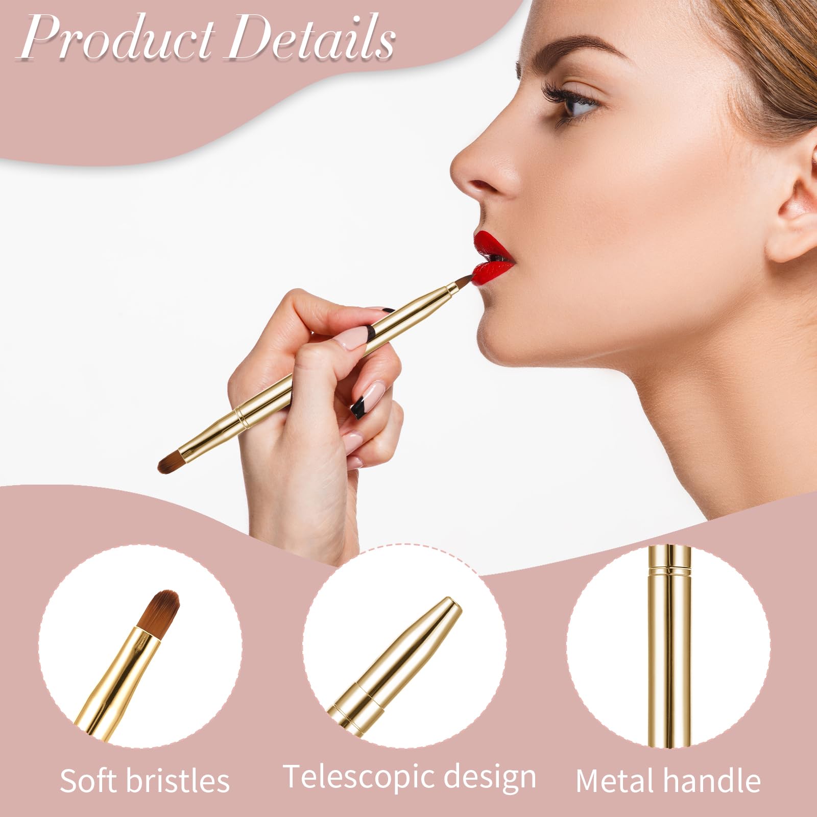 2 Pack Lip Brush For Lipstick Retractable With Cap, Double-Ended Lip Makeup Brushes Retractable Lip Gloss Lipstick Brush Applica