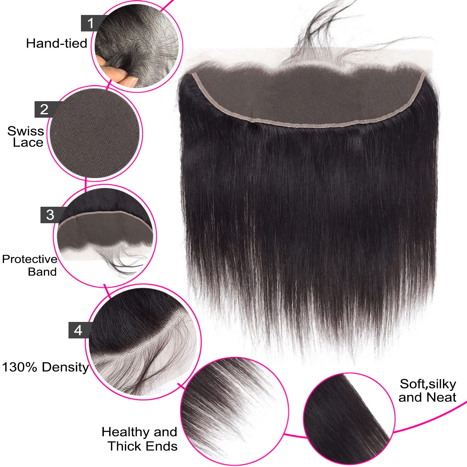 Selina Straight Lace Closure 13X4 Hd Lace Frontal Closure Transparent Lace Frontal Closure Brazilian Straight Human Hair Natural