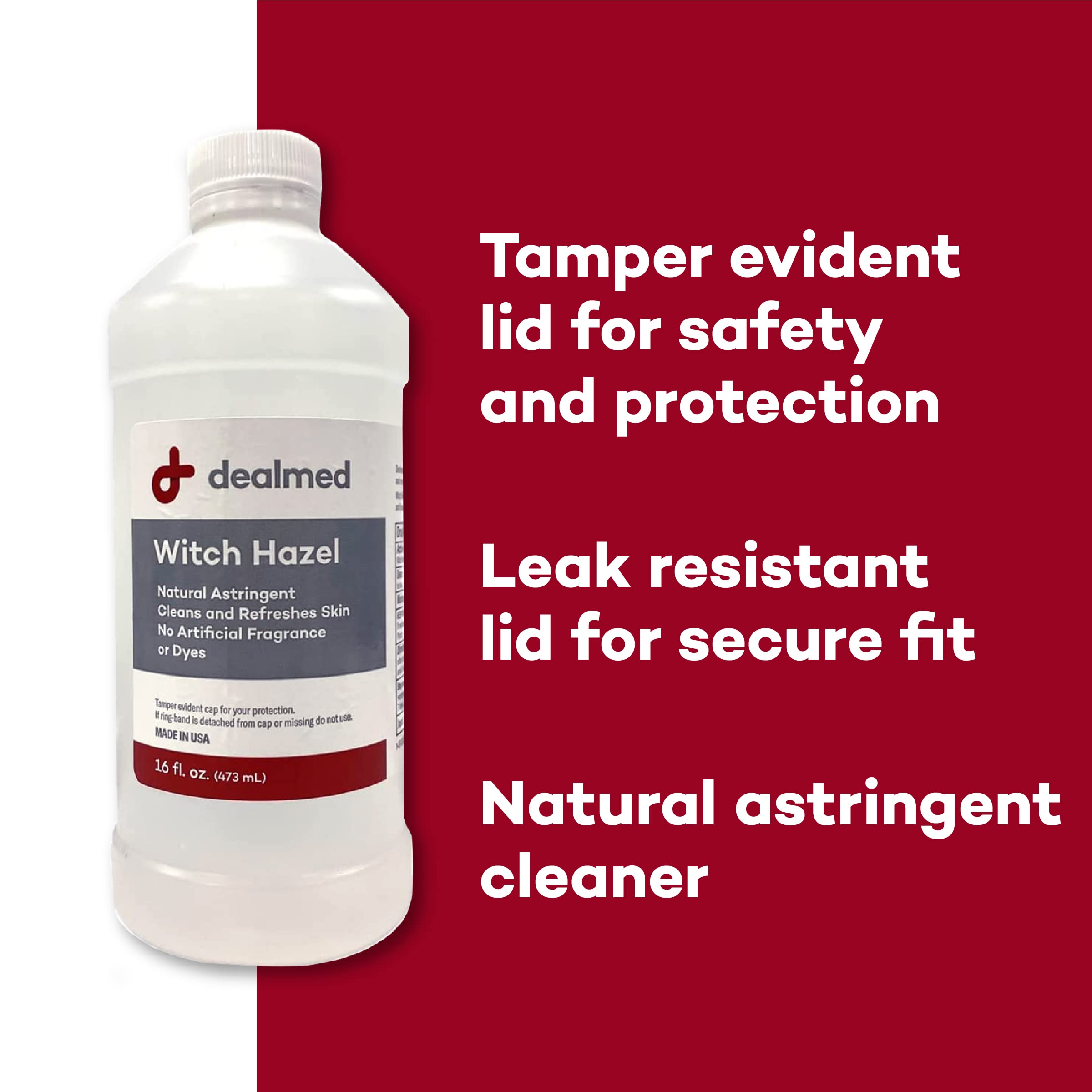 Dealmed Witch Hazel, 16 Oz. | Natural Astringent Cleans And Refreshes Skin | No Artificial Fragrance Or Dyes (Pack Of 1)