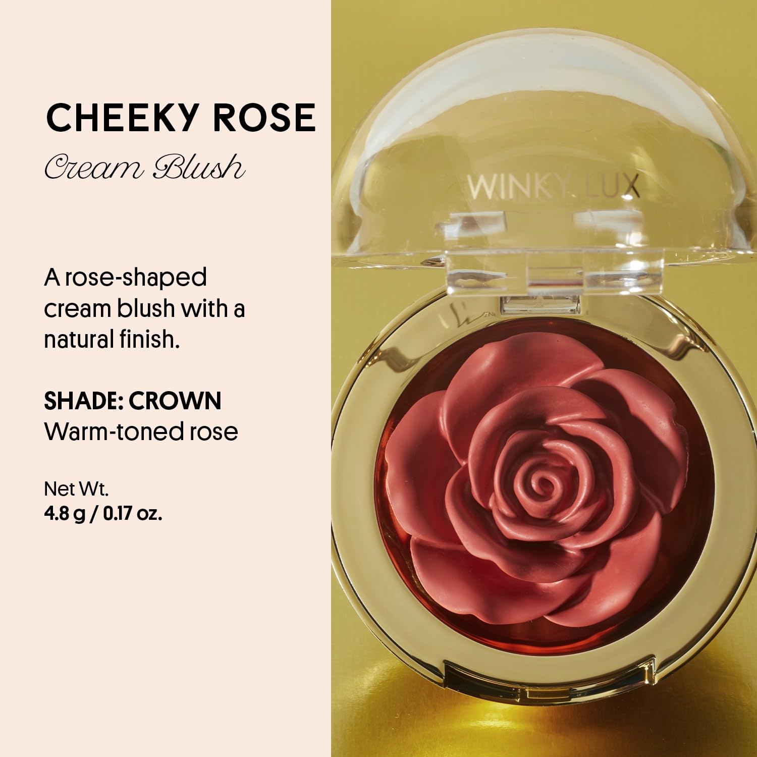 Winky Lux Cheeky Rose, Cream Blush For Cheeks, Flower Blush With Vitamin E, Makeup Blush And Flower Makeup, Rose Crown