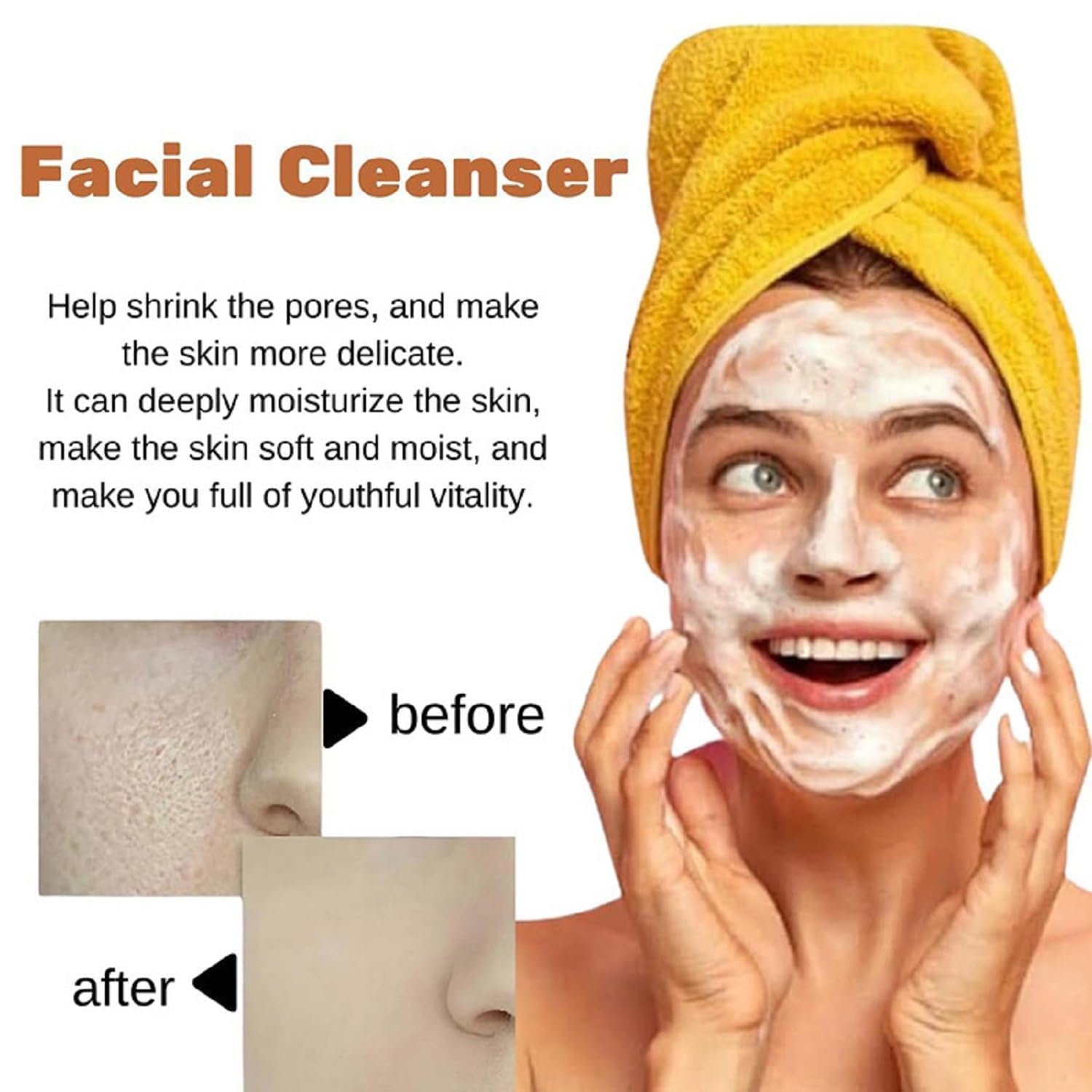 OUKPANE 2 Pcs Turmeric Foaming Face Wash, turmeric Cleansing Mousse, Deep Cleansing Glow Wash Turmeric Facial Cleanser With Brus