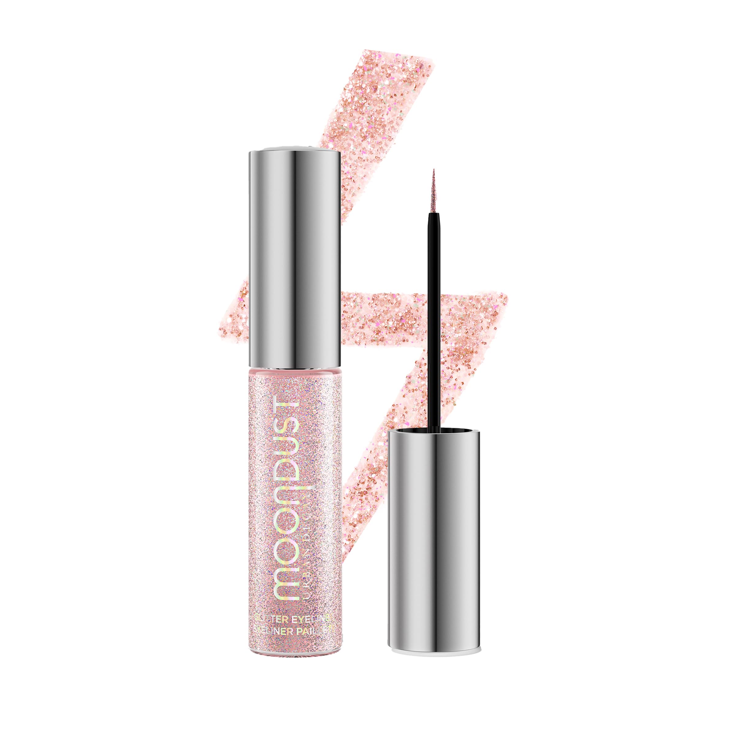 URBAN DECAY Moondust Liquid Glitter Eyeliner (Grind - Light Pink Iridescent Glitter), Sparkly Eye Liner, Glitter Eyeshadow Toppe