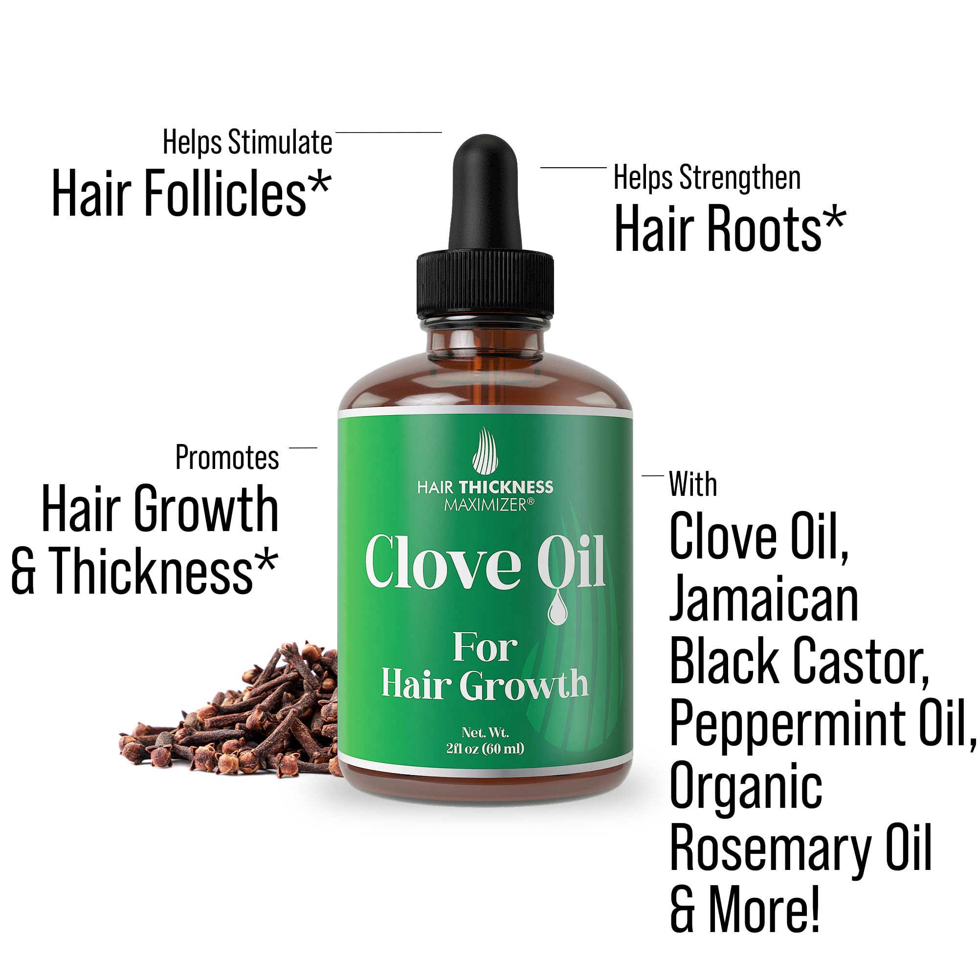 Clove, Rosemary, Peppermint & Jamaican Black Castor Oil Serum - Vegan Hair Growth Treatment for Thickening, Moisturizing & Stren