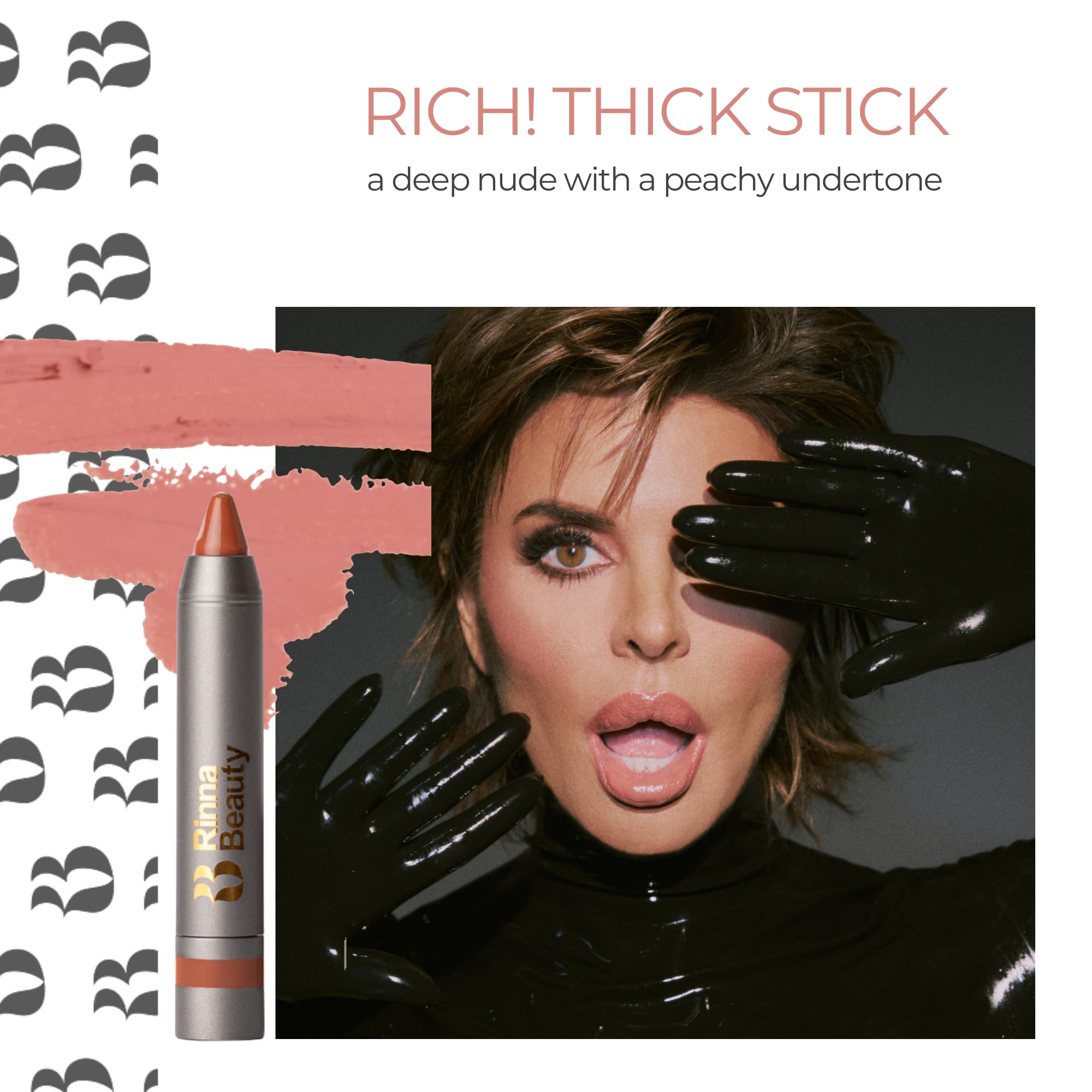 Rinna Beauty Thick Stick Lip Crayon - Rich! - Long Lasting Lipstick, Moisturizing Creamy Formula W/Hydrating Oils & Extracts, Bu