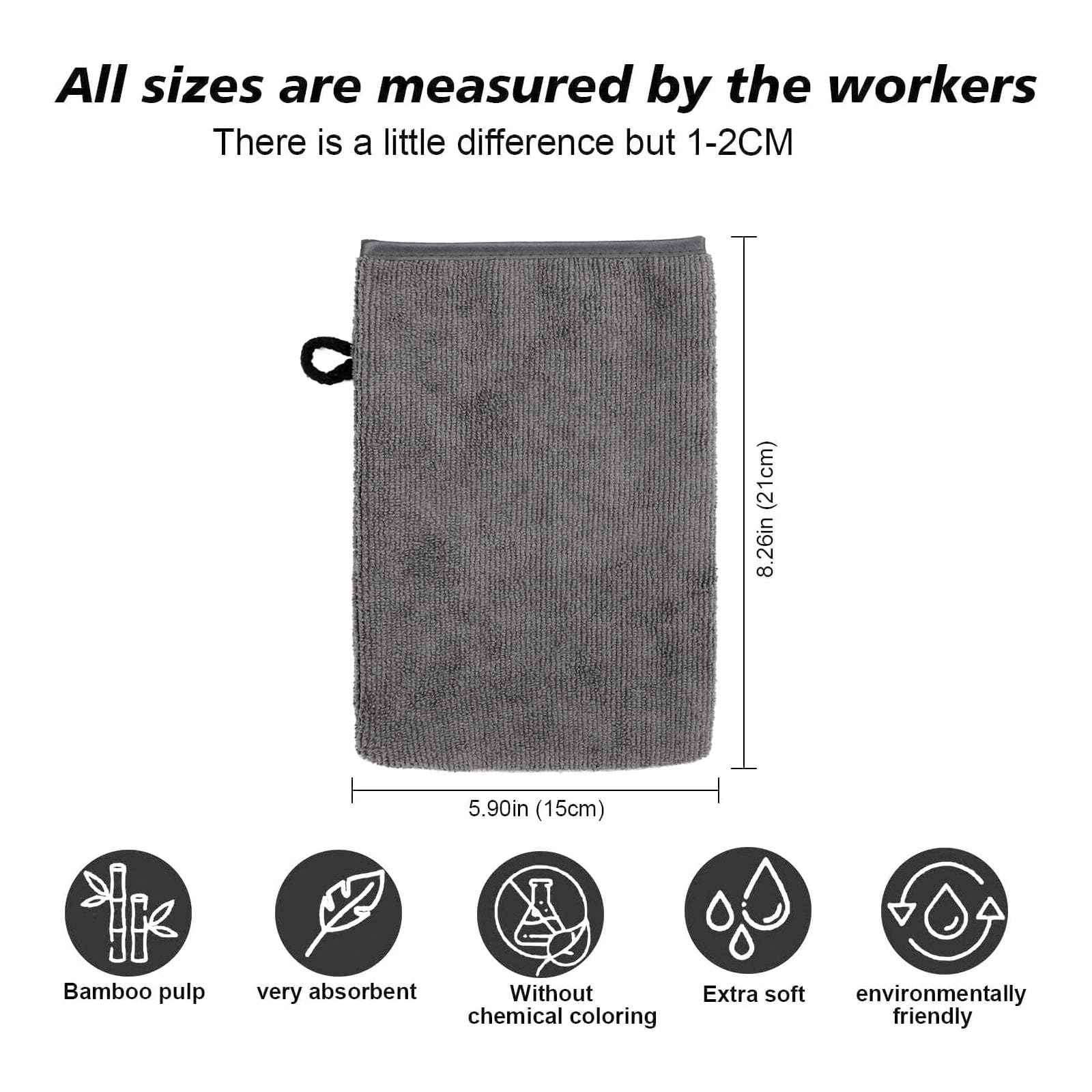 Phogary 10 Pack Microfiber Body Wash Mitts, Soft Face Mitten, Bath Spa Cloth, Reusable Makeup Remover Mitt Gloves, European Styl
