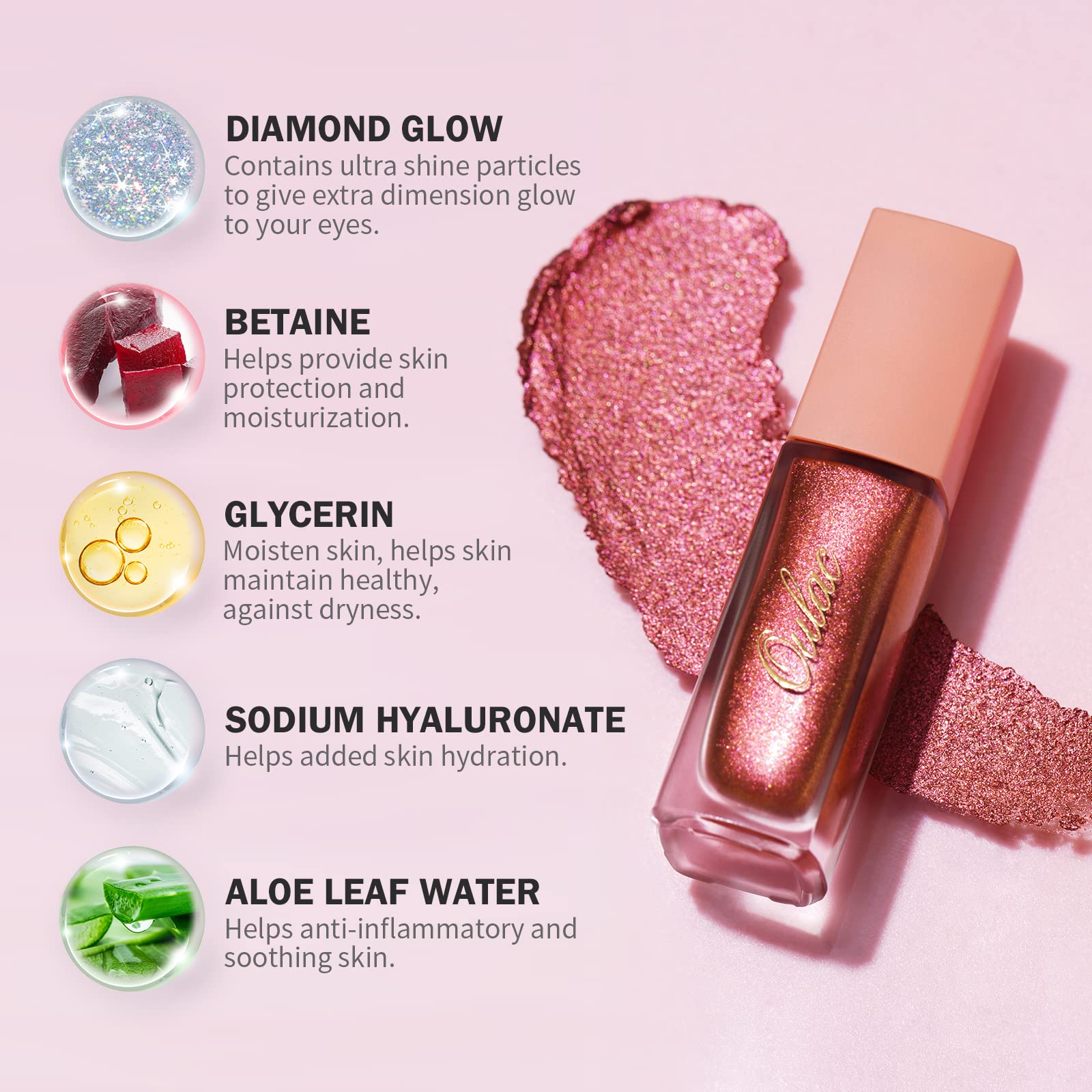 Oulac Liquid Glitter Eyeshadow Liquid Eyeshadow Metallic Eyeshadow Shimmer Eyeshadow Liquid Eyeliner Non-Sticky One-Swipe Covera